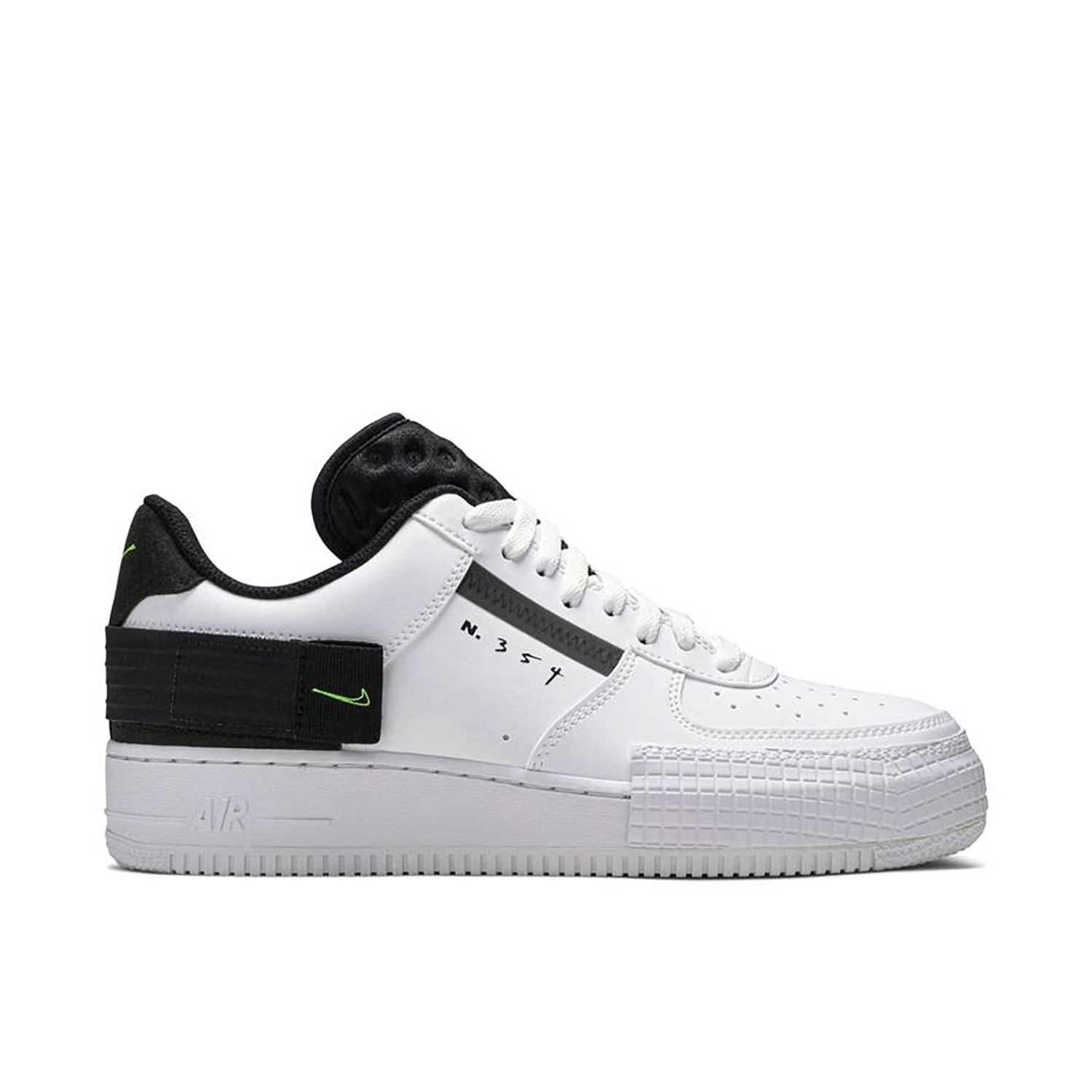 Nike Air Force 1 Type White Black Volt AT7859 101 Laced