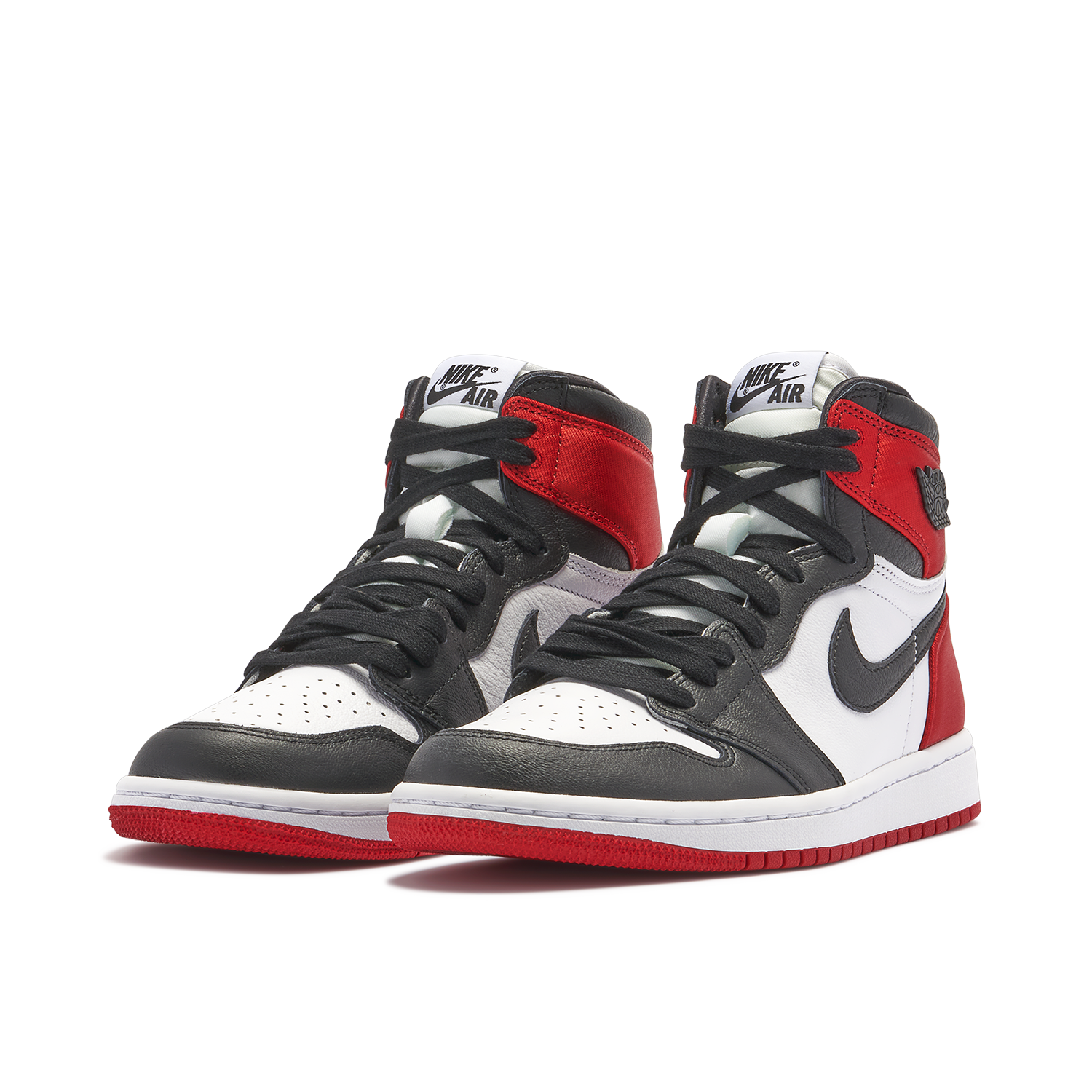 Jordan 1 black satin toe online