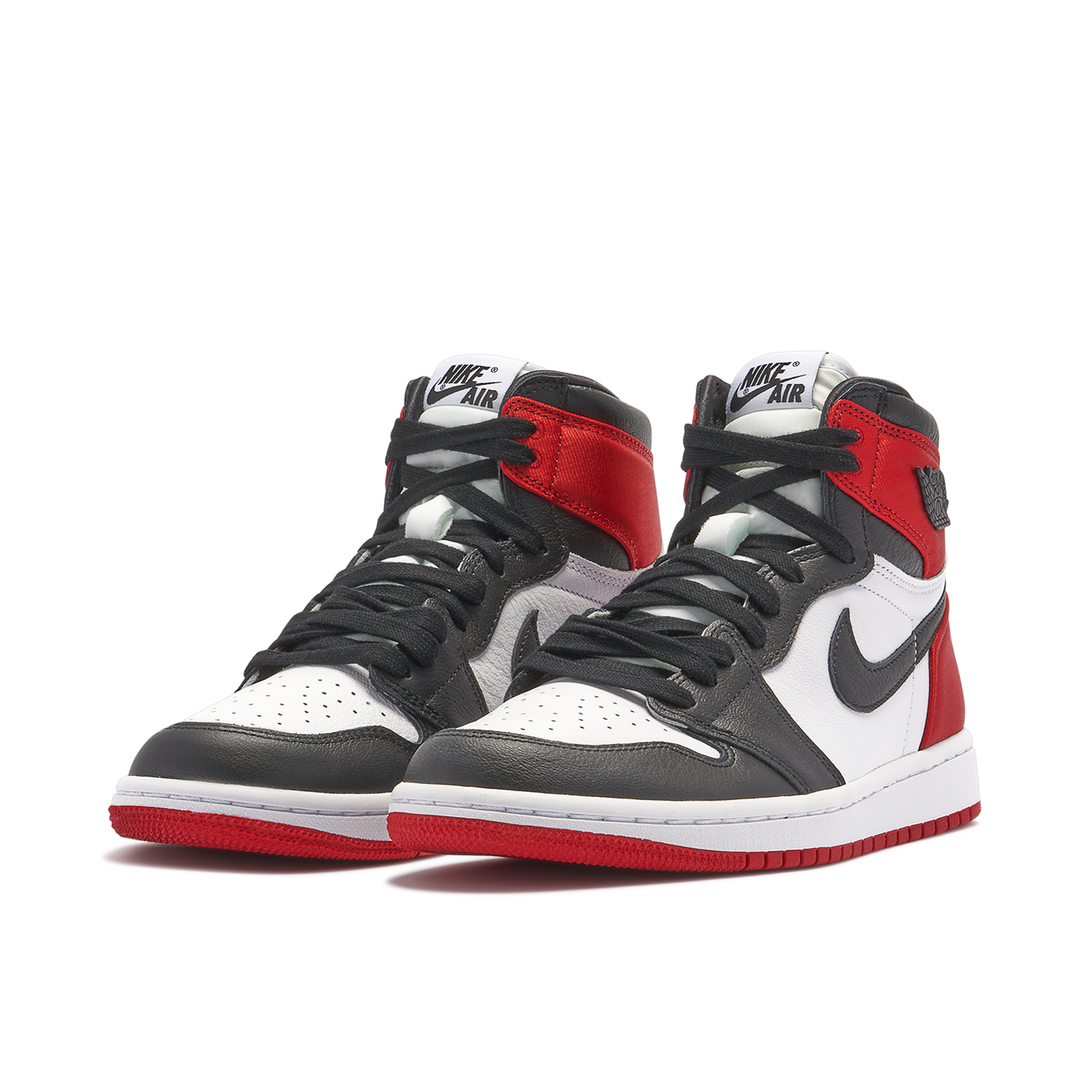 Black satin toe air jordan 1 online