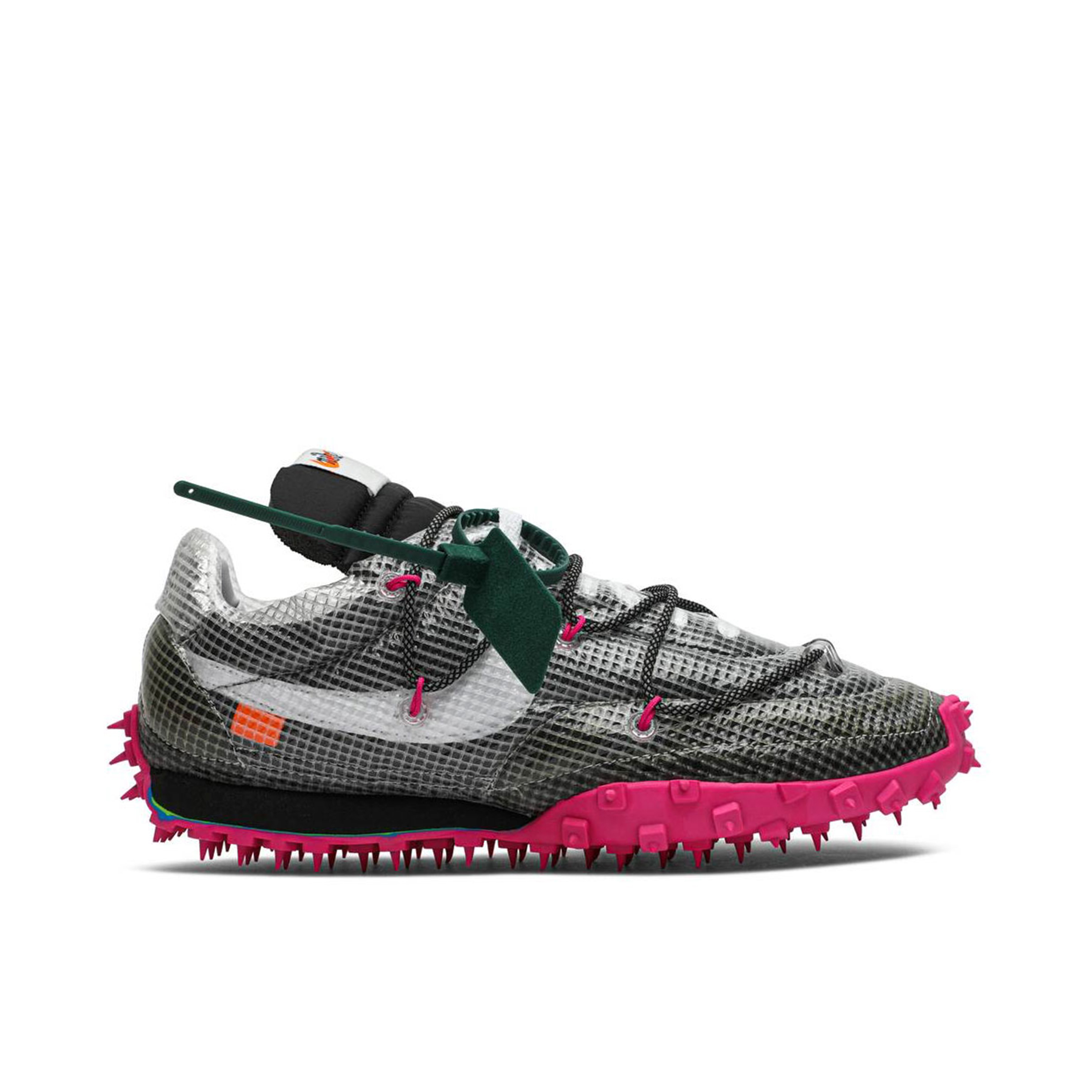 Off White x Nike Waffle Racer Fuschia CD8180 001 Laced