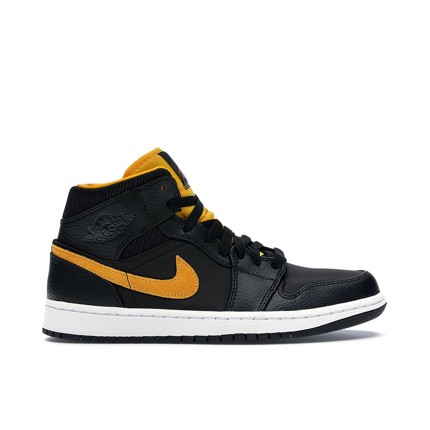 Air Jordan 1 Mid Black University Gold CI9352 001 Laced