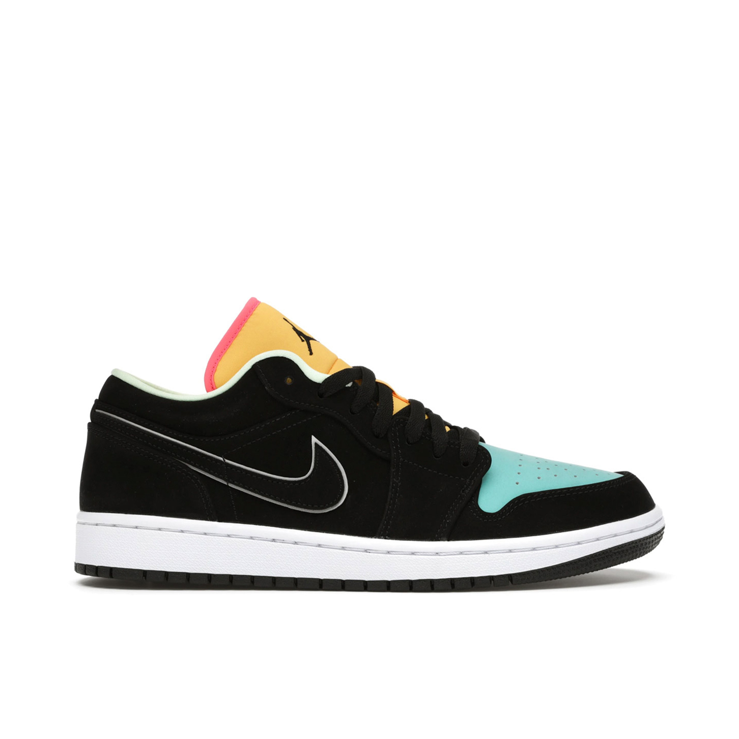 Air Jordan 1 Low Black Aurora Green Laser Orange CK3022 013 Laced