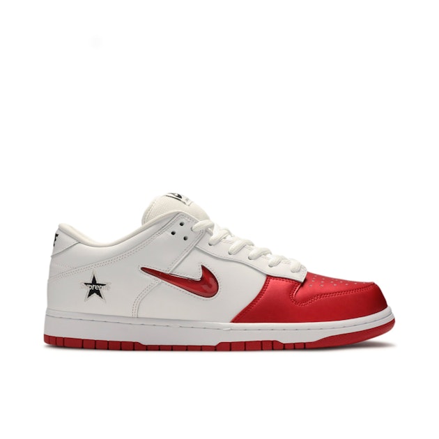Supreme x Nike SB Dunk Low Red White CK3480-600 Laced