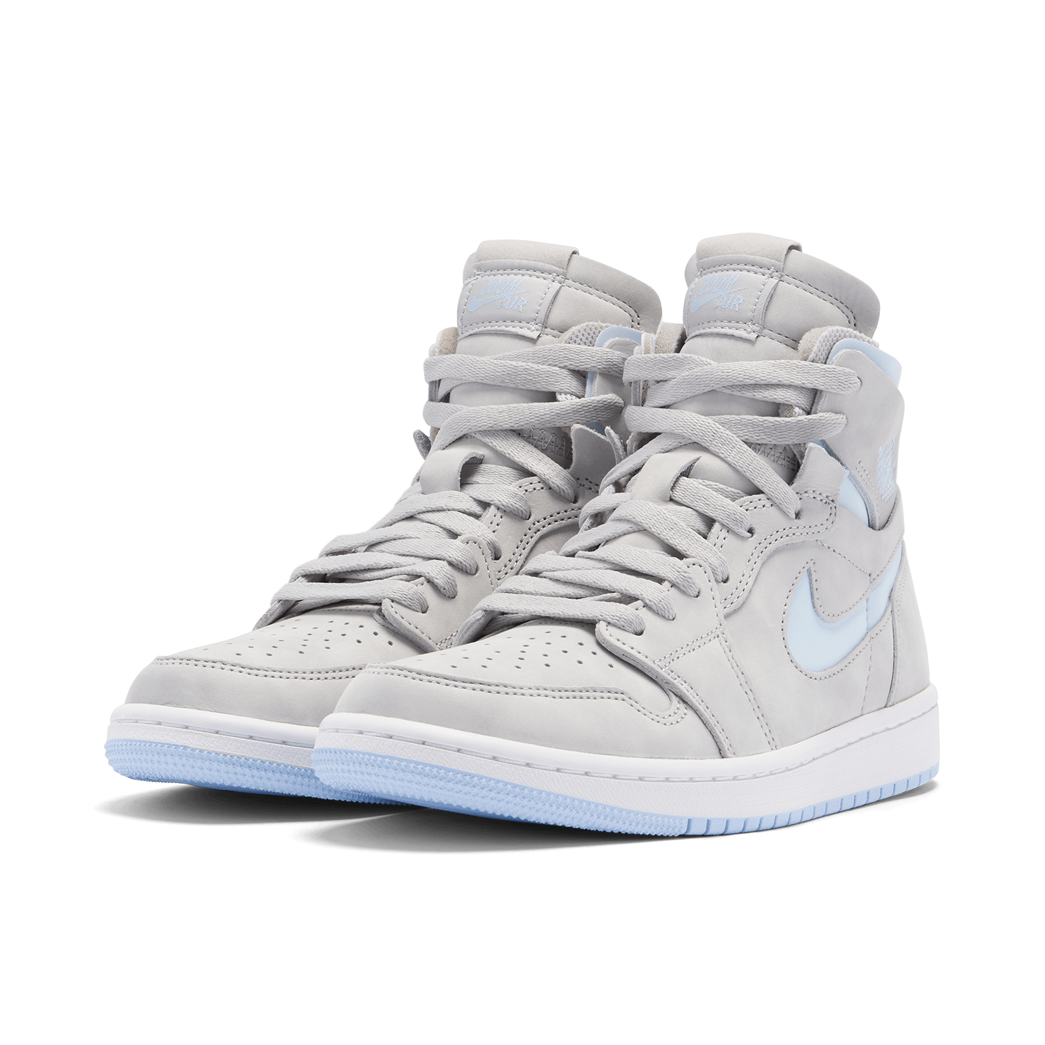 Air Jordan 1 High Zoom CMFT Cool Grey Light Blue Womens CT0979 004 Laced