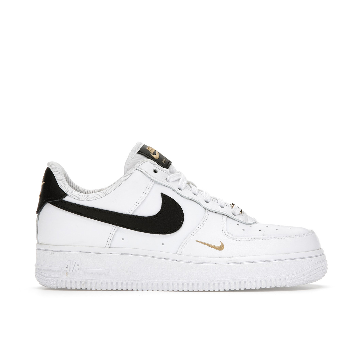 Nike Air Force 1 07 Low Mini Swoosh Black Gold fur Damen CZ0270 102 Laced