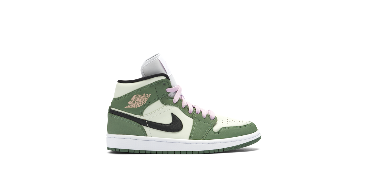 Air Jordan 1 Mid SE Dutch Green Womens CZ0774 300 Laced