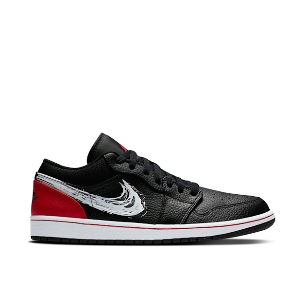 Air Jordan 1 Low Brushstroke Swoosh Black DA4659001 Laced