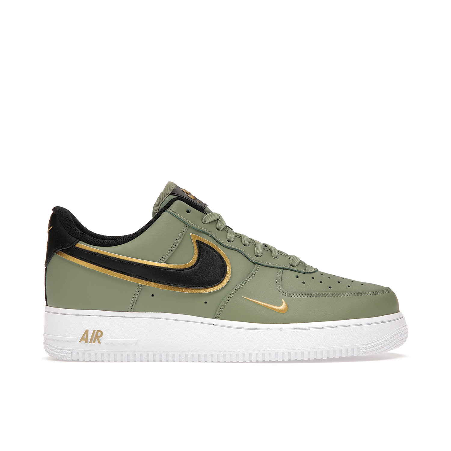 Nike Air Force 1 07 Low LV8 Double Swoosh Olive Gold DA8481 300 Laced