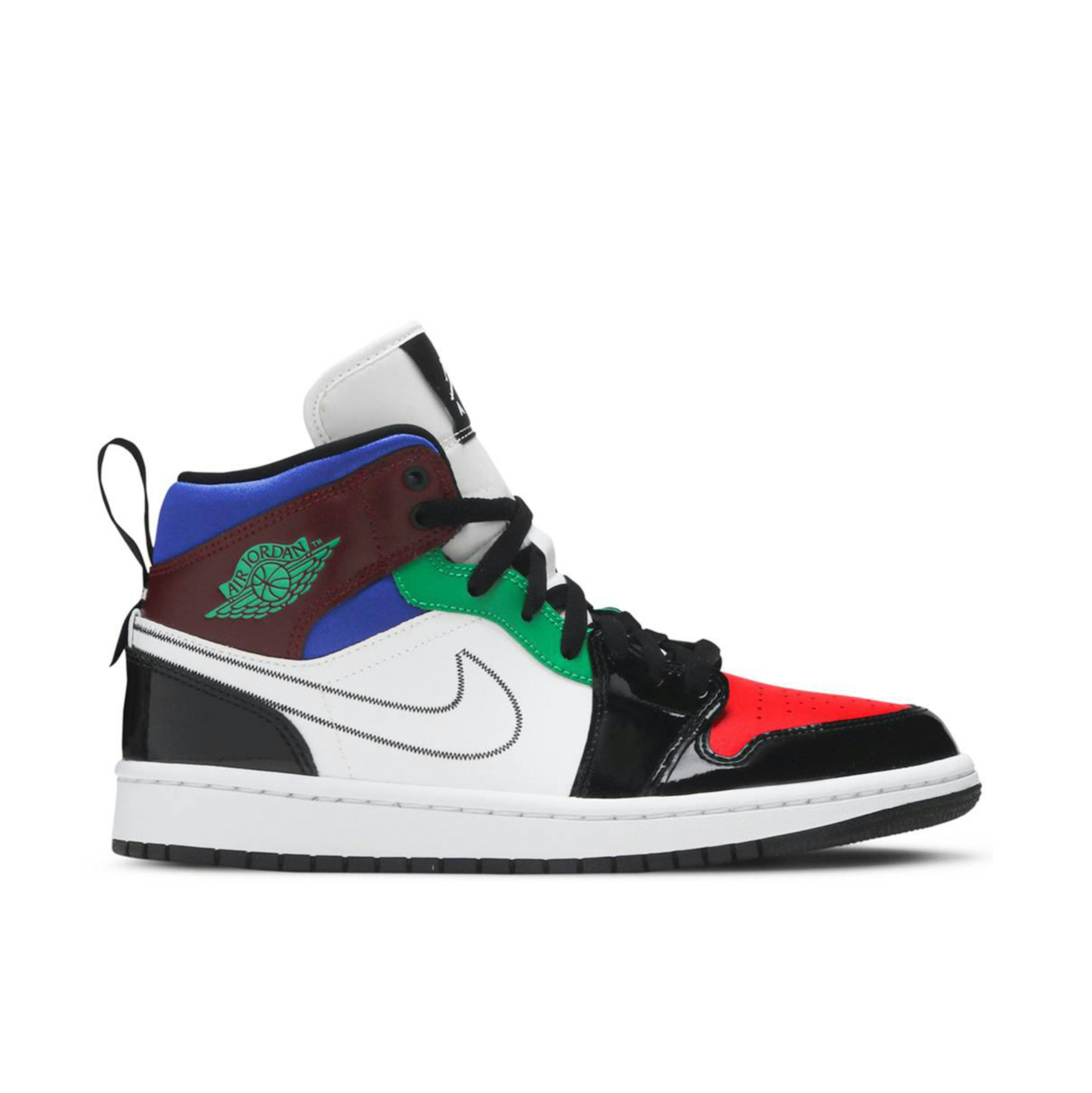 Air Jordan 1 Mid SE Black White Multi-Color Femme