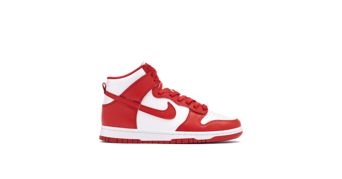 Red nike dunks high tops discount