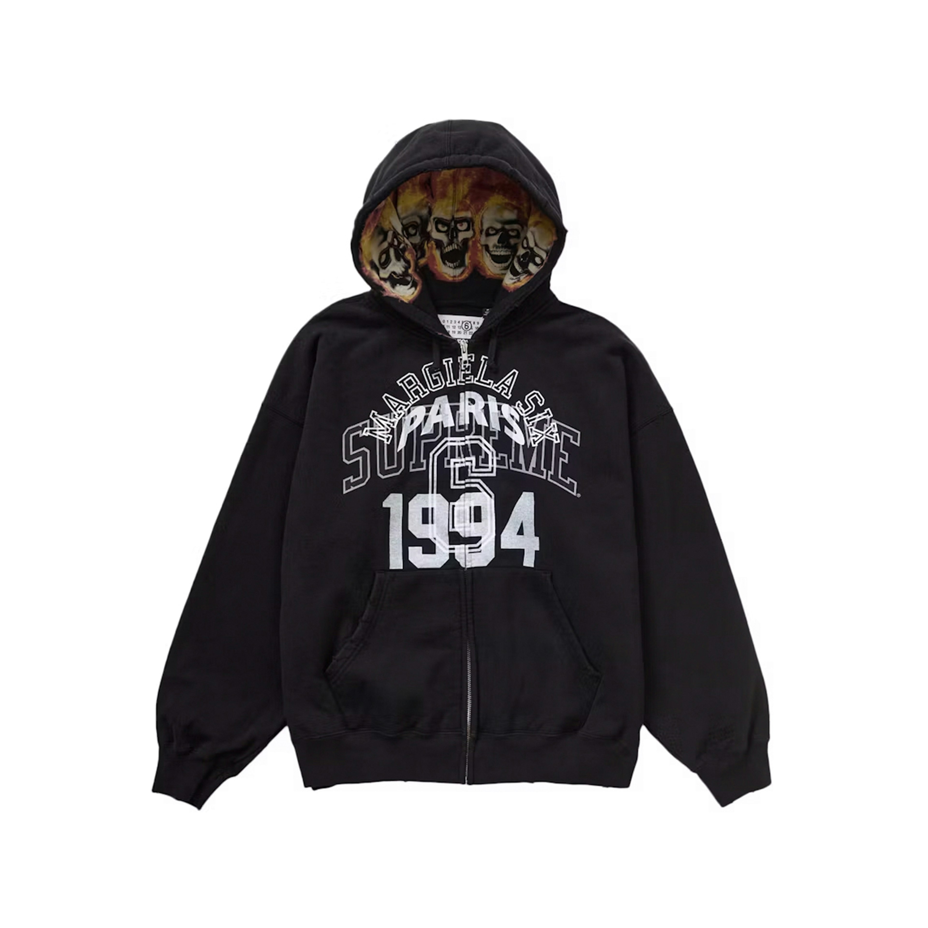 Supreme MM6 Maison Margiela Zip Up Hooded Sweatshirt Black