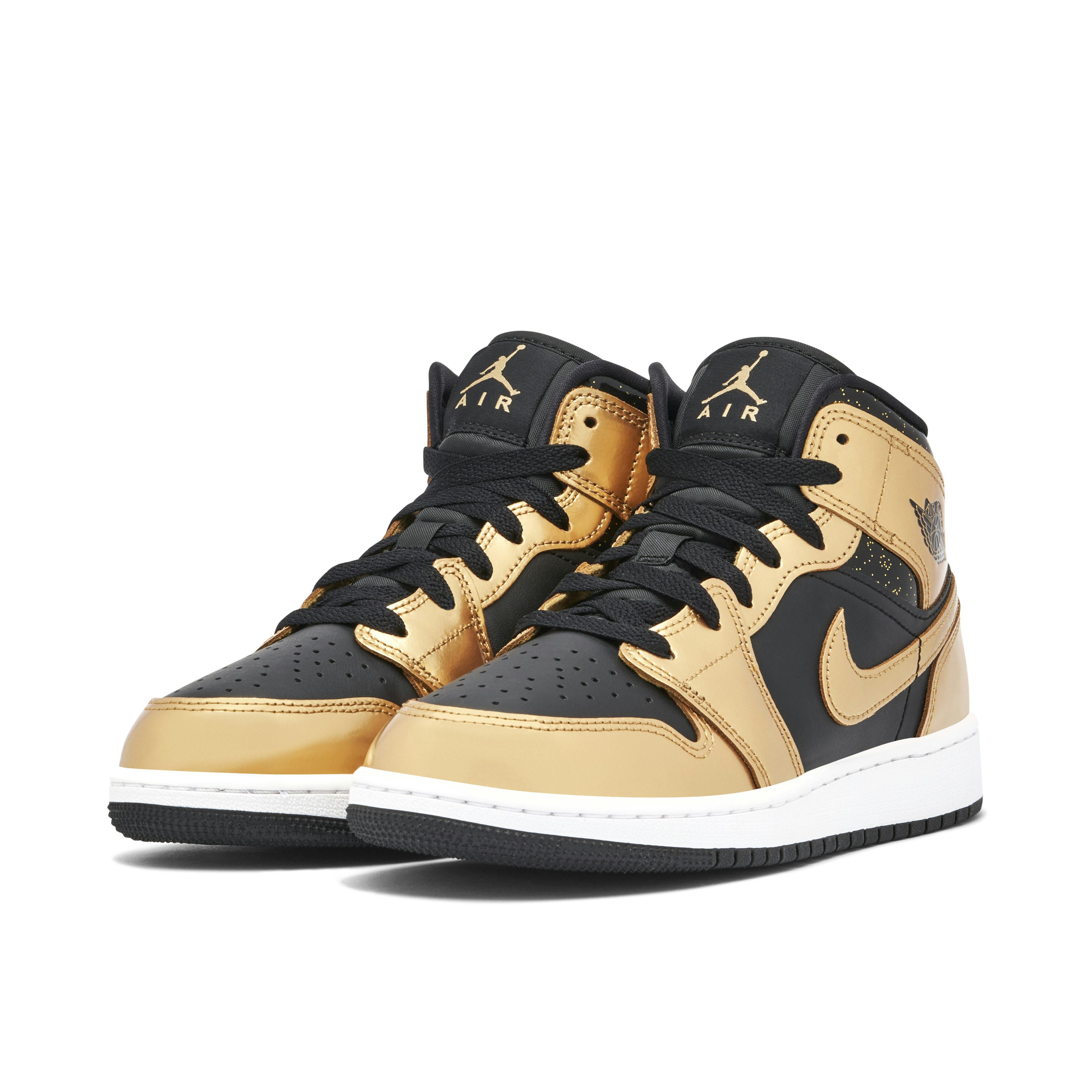 Air Jordan 1 Mid SE Glitter Black Gold GS