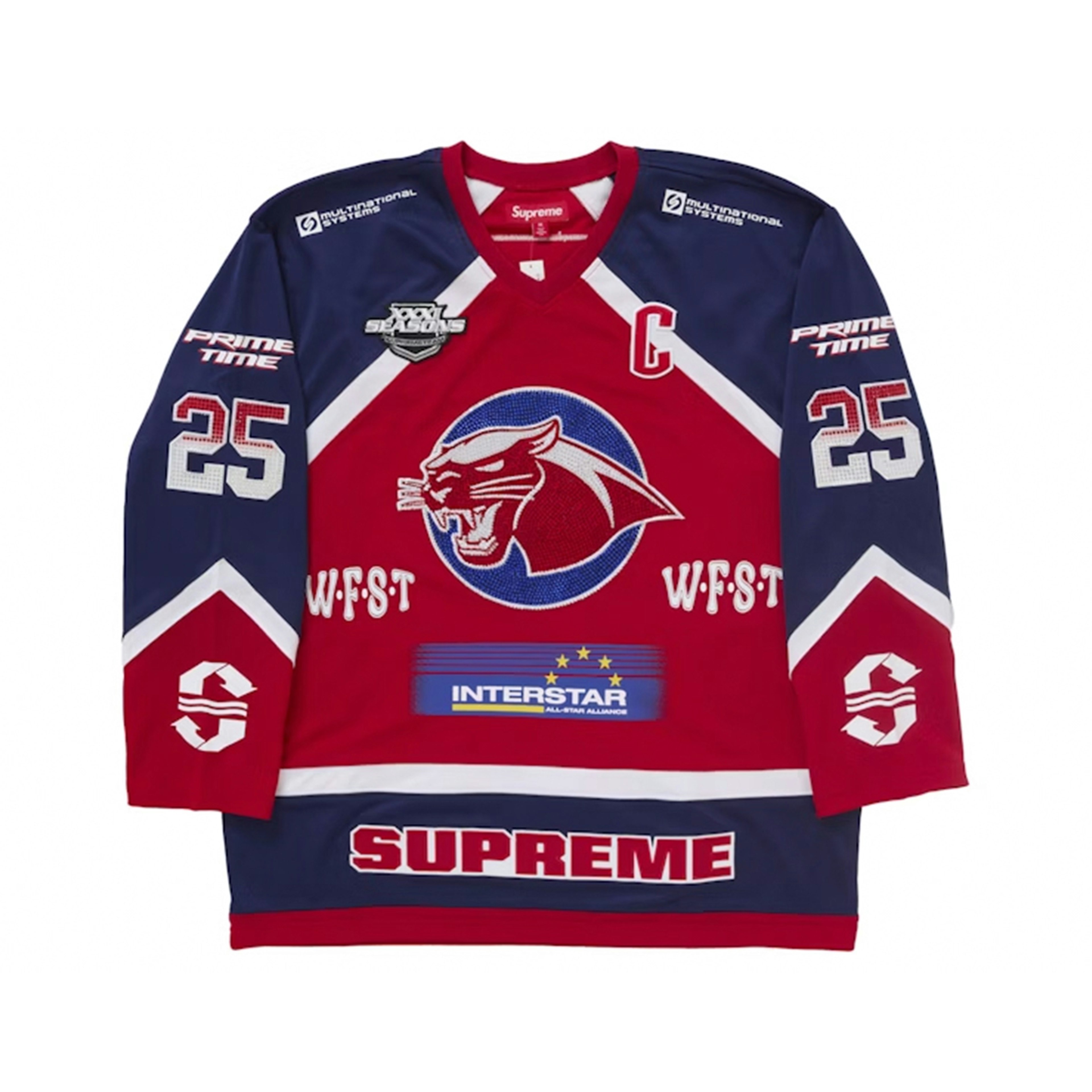 Supreme Rhinestone Hockey Jersey Red
