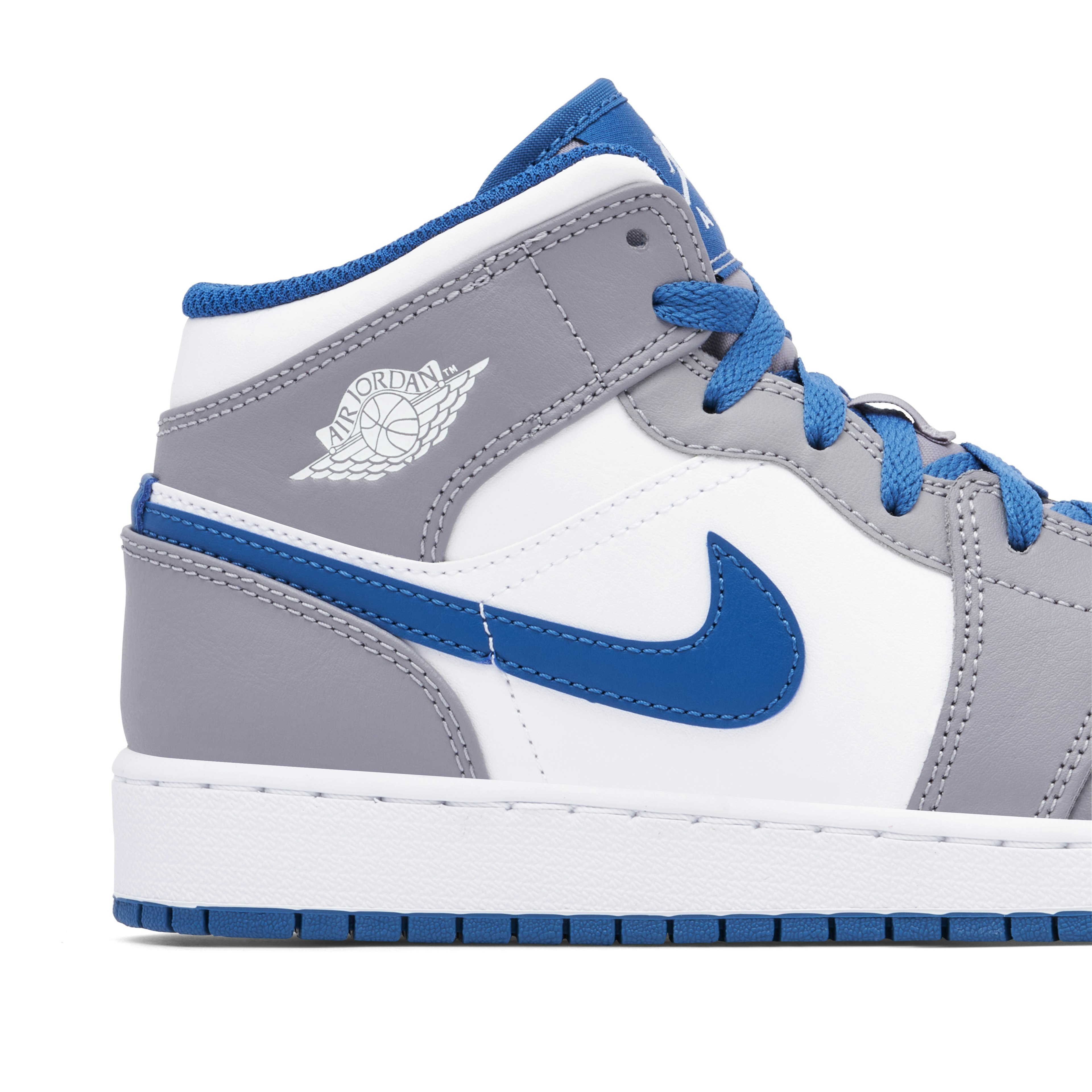Air Jordan 1 Mid White True Blue Grey GS