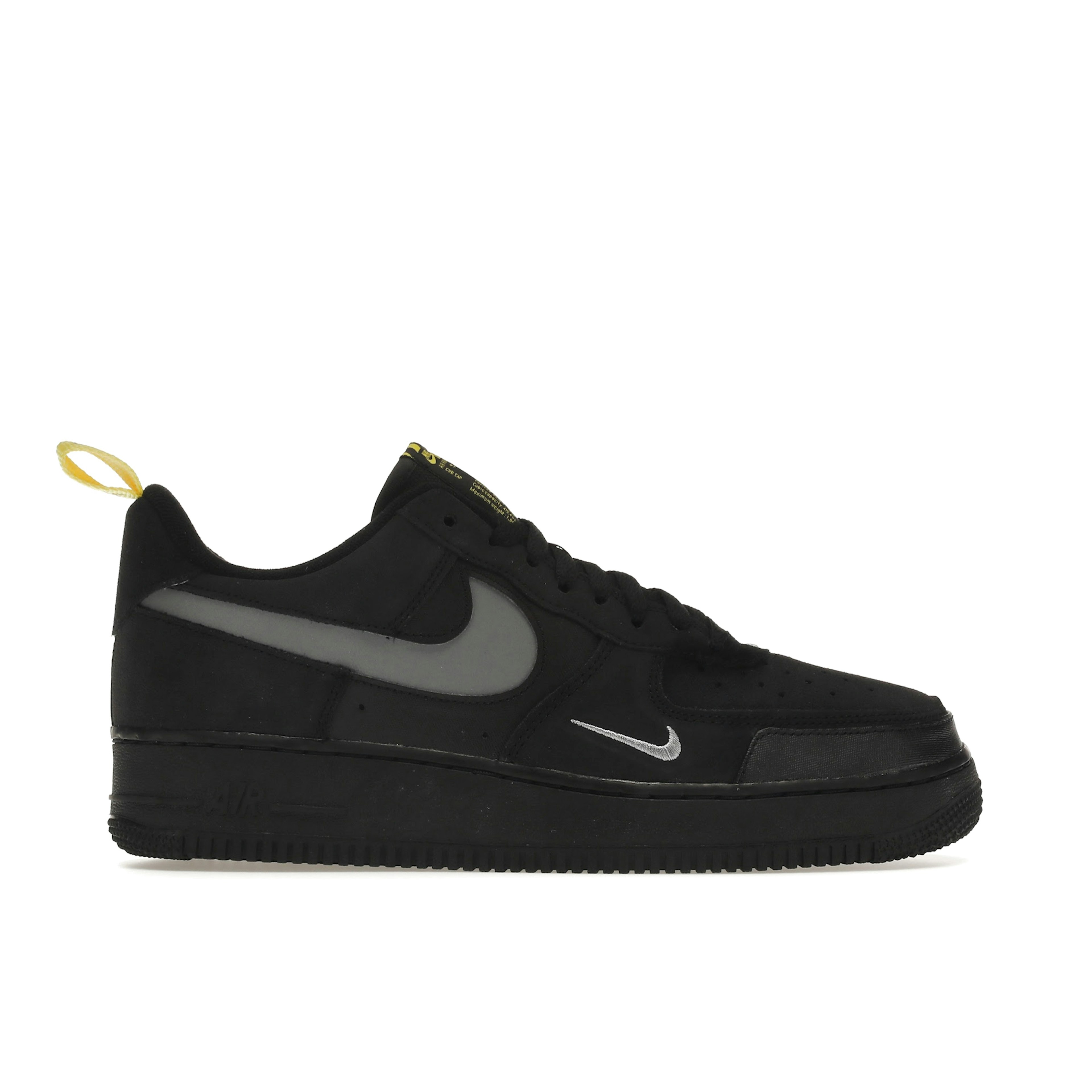 Nike Air Force 1 Low Cut Out Swoosh Black Silver