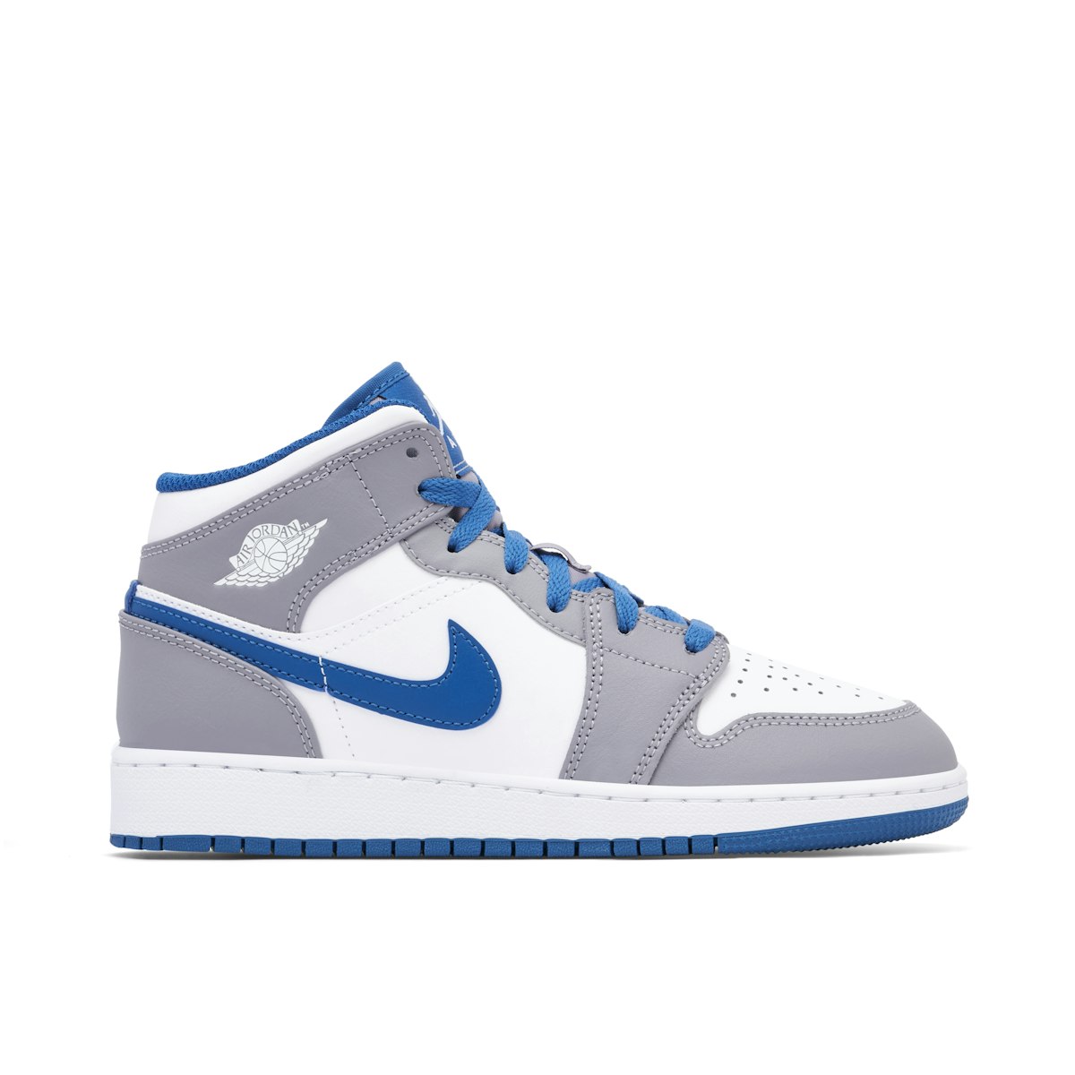 Air Jordan 1 Mid White True Blue Grey GS | DQ8423-014 | Laced