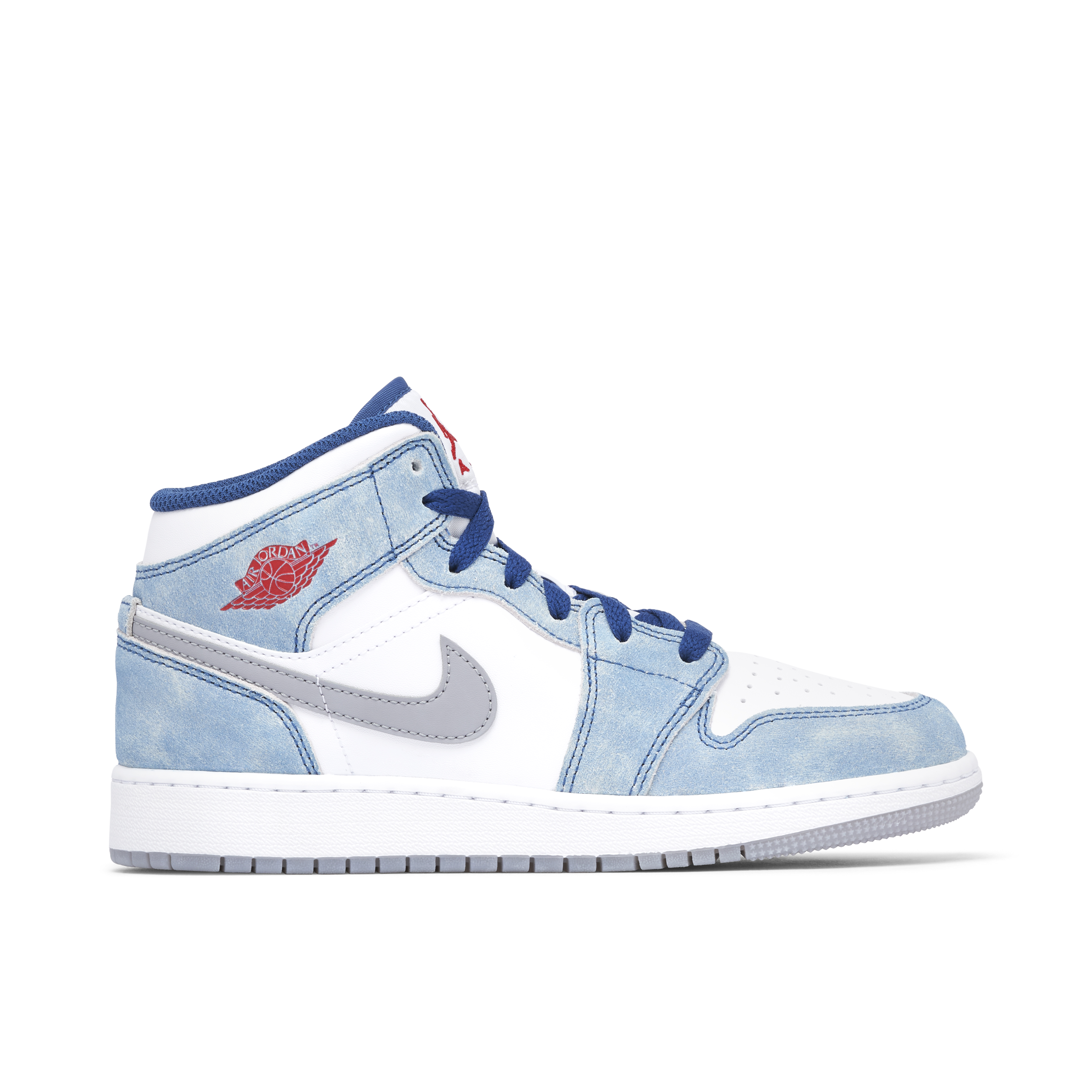 Air Jordan 1 Mid SE French Blue Fire Red GS DR6235 401 Laced