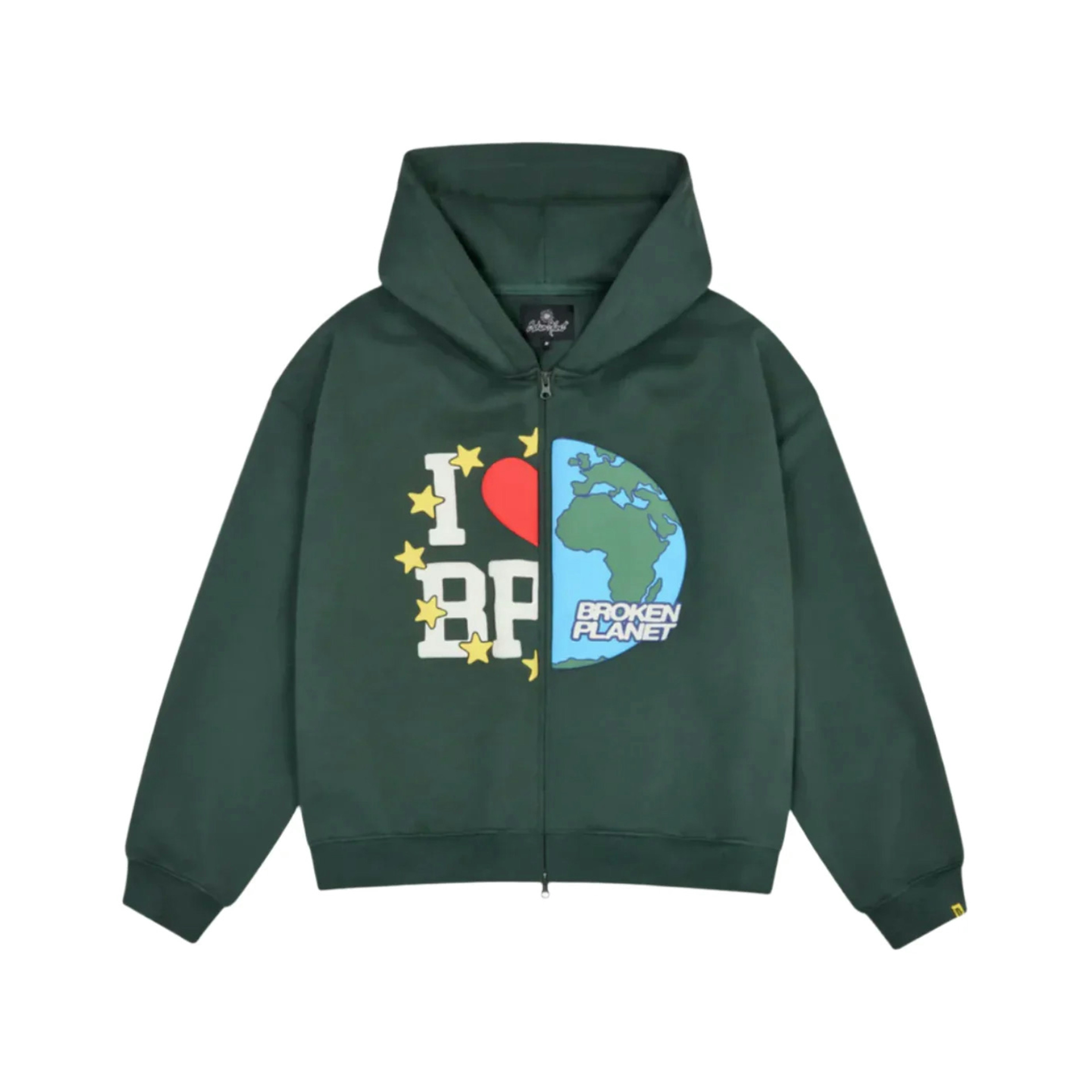 Broken Planet My Planet Zip Up Hoodie Emerald Green