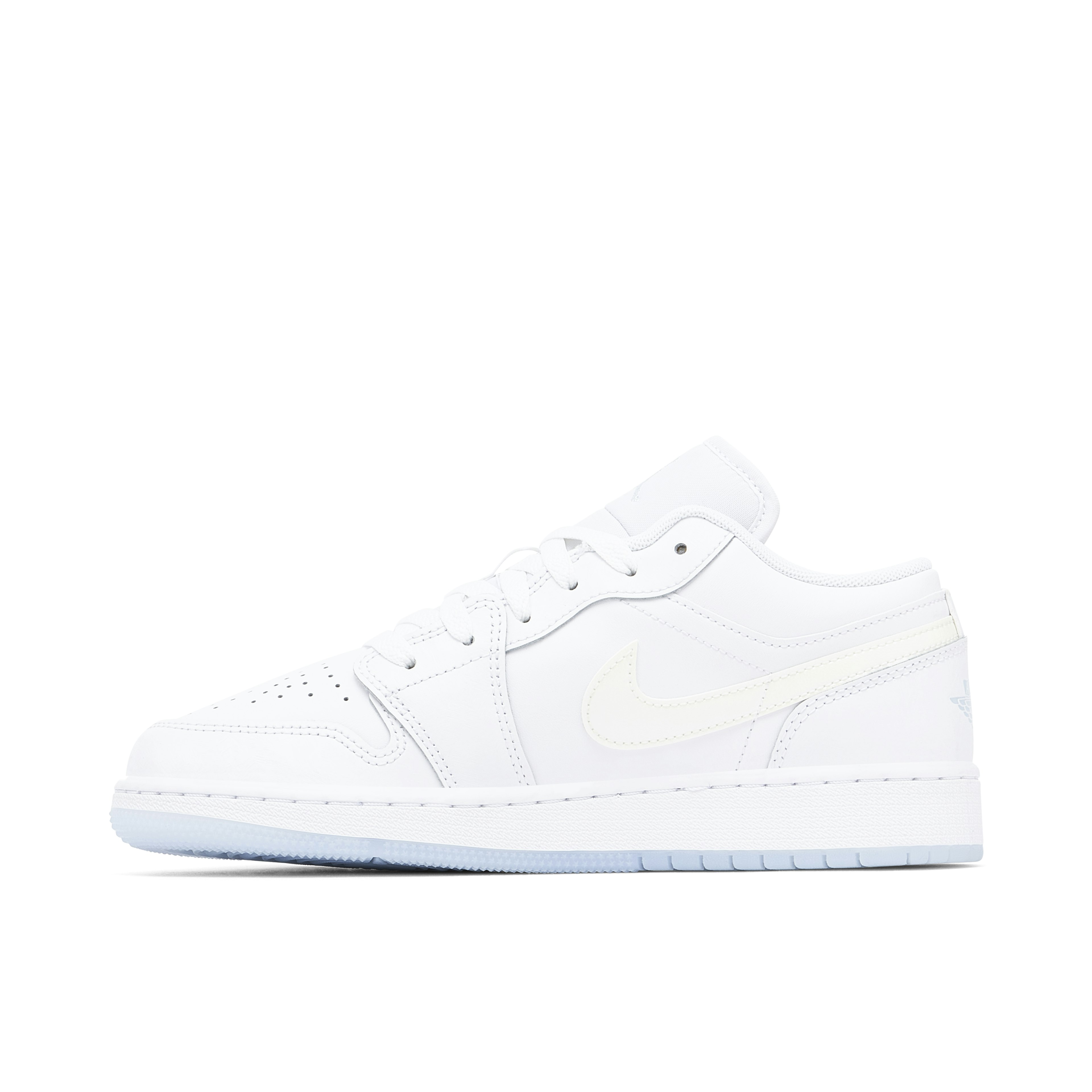 AIr Jordan 1 Low White Iridescent Glitter Swoosh GS