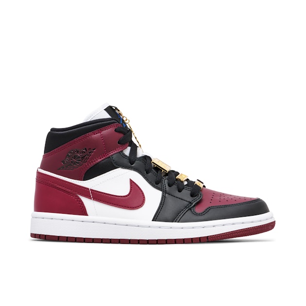 Air Jordan Mid Maroon Black Gold Pendants CZ4385-016 Laced
