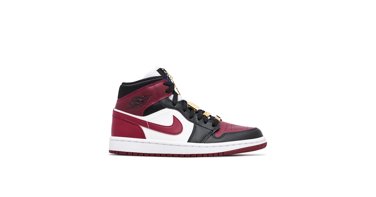 Air Jordan Mid Maroon Black Gold Pendants CZ4385-016 Laced