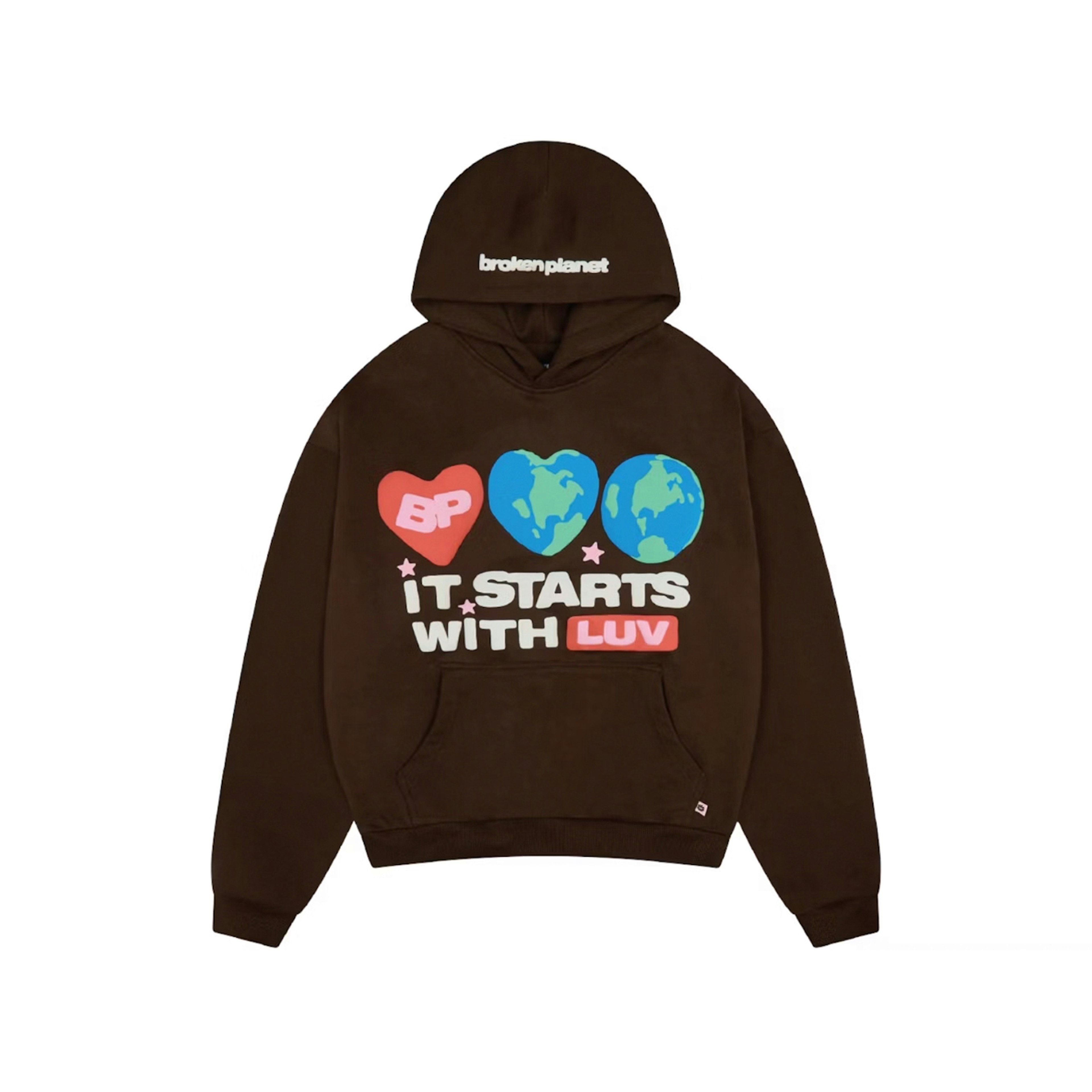 Broken Planet It Starts With Luv Hoodie Mocha Brown