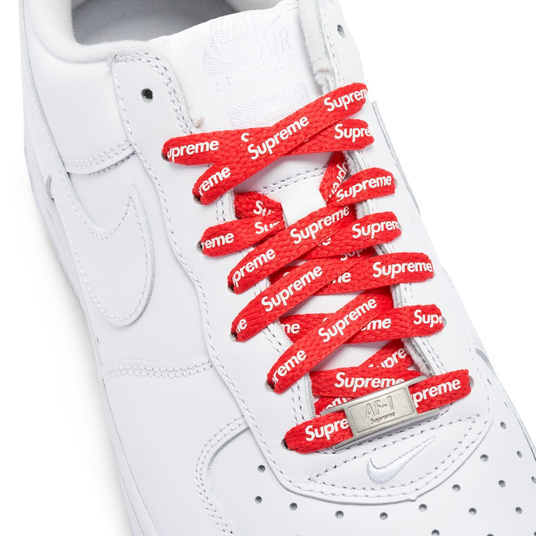 supreme air force 1 white red laces