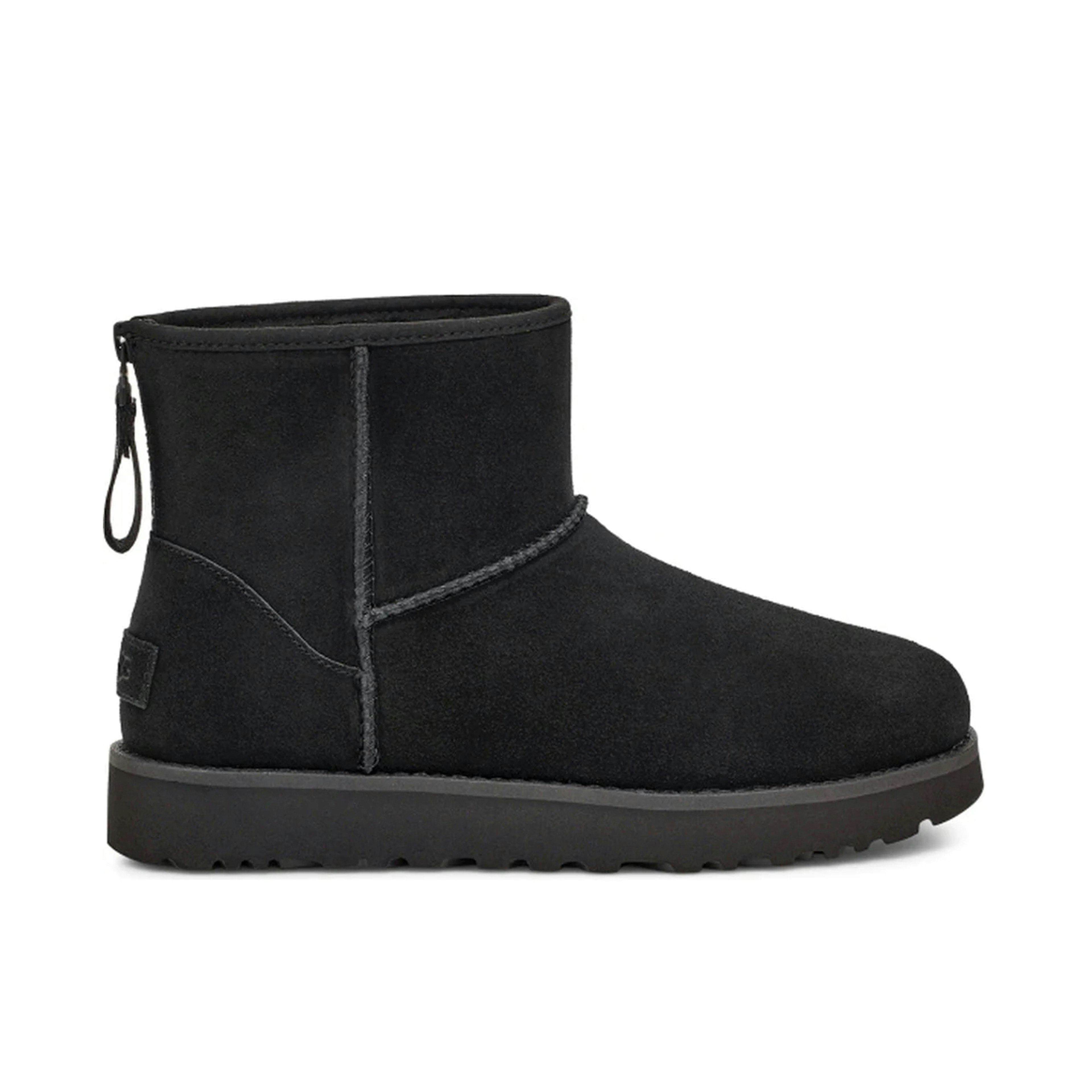 UGG Classic Mini Logo Zip Boot Black Womens