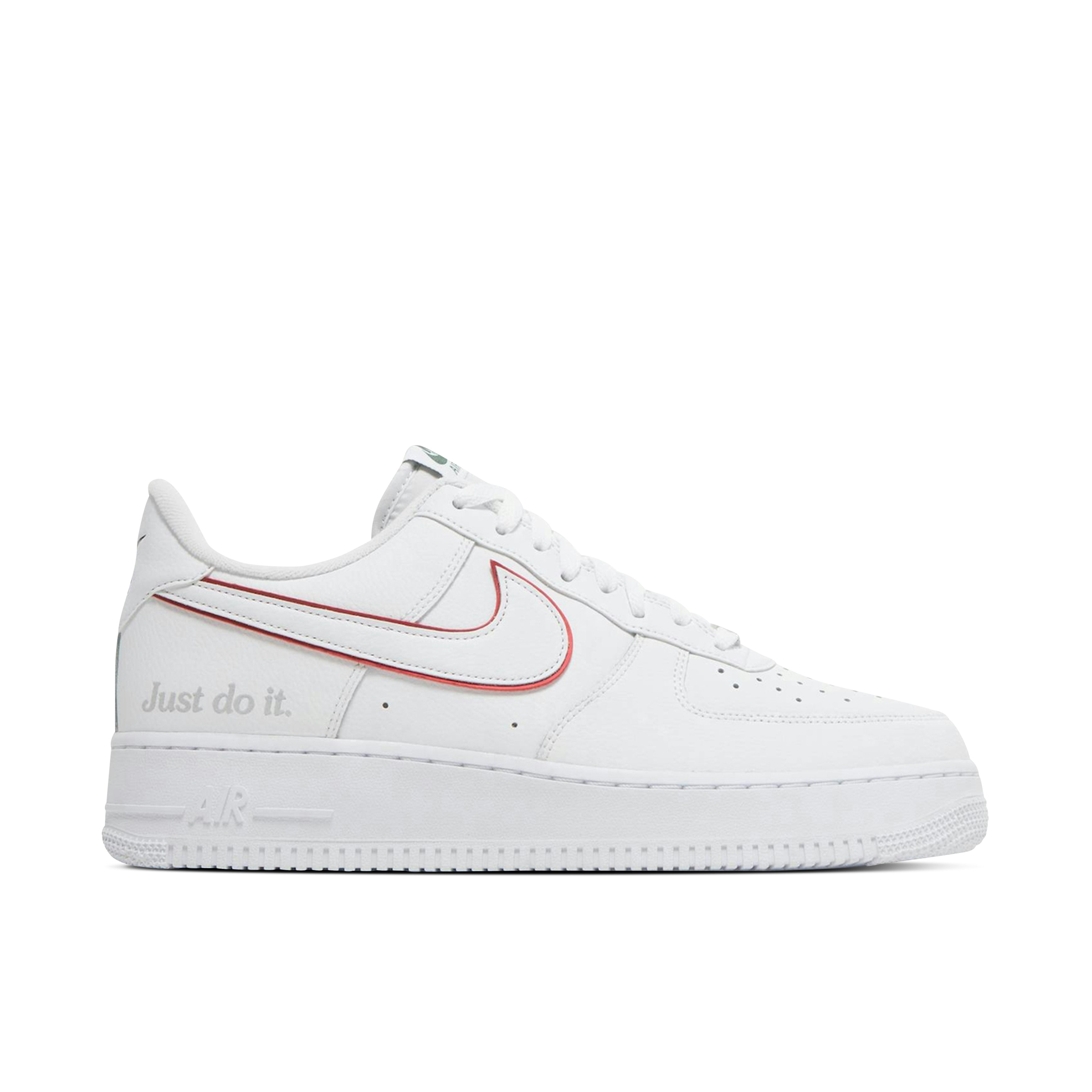 Nike Air Force 1 Low Just Do It White Noble Green Metallic Silver University Red