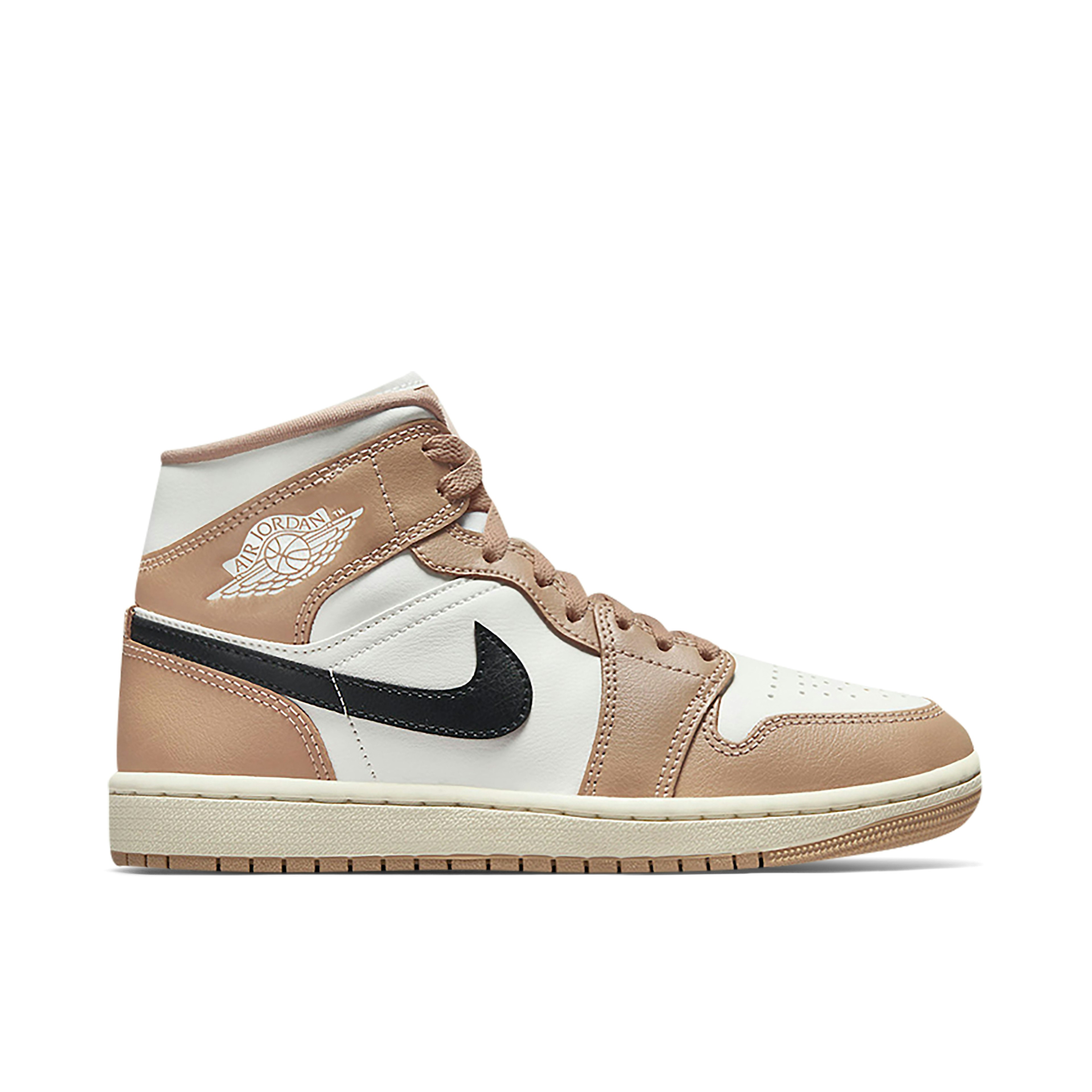 Air Jordan Mid Tan Black Womens BQ6472-103 Laced