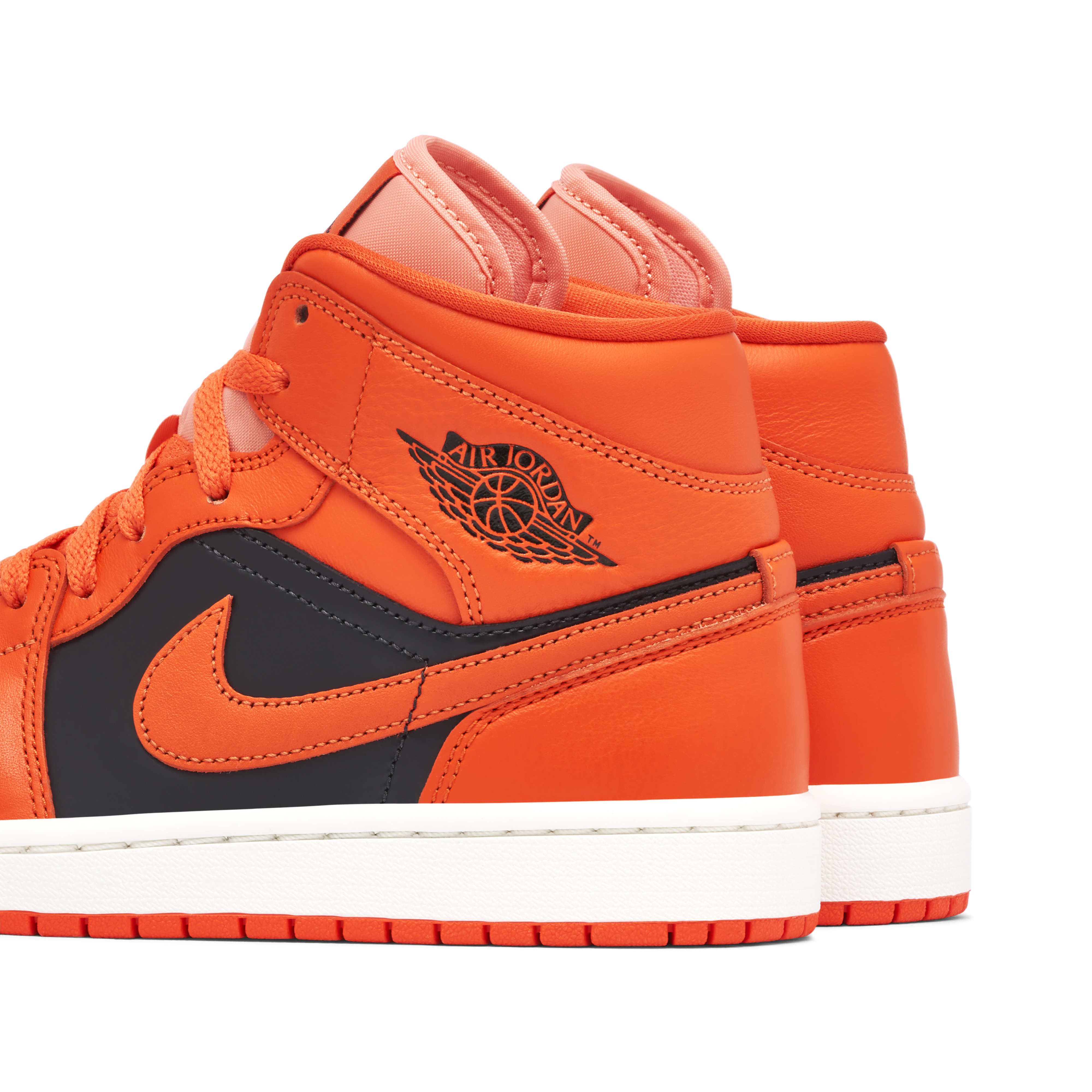 Air Jordan 1 Mid Orange Black Womens