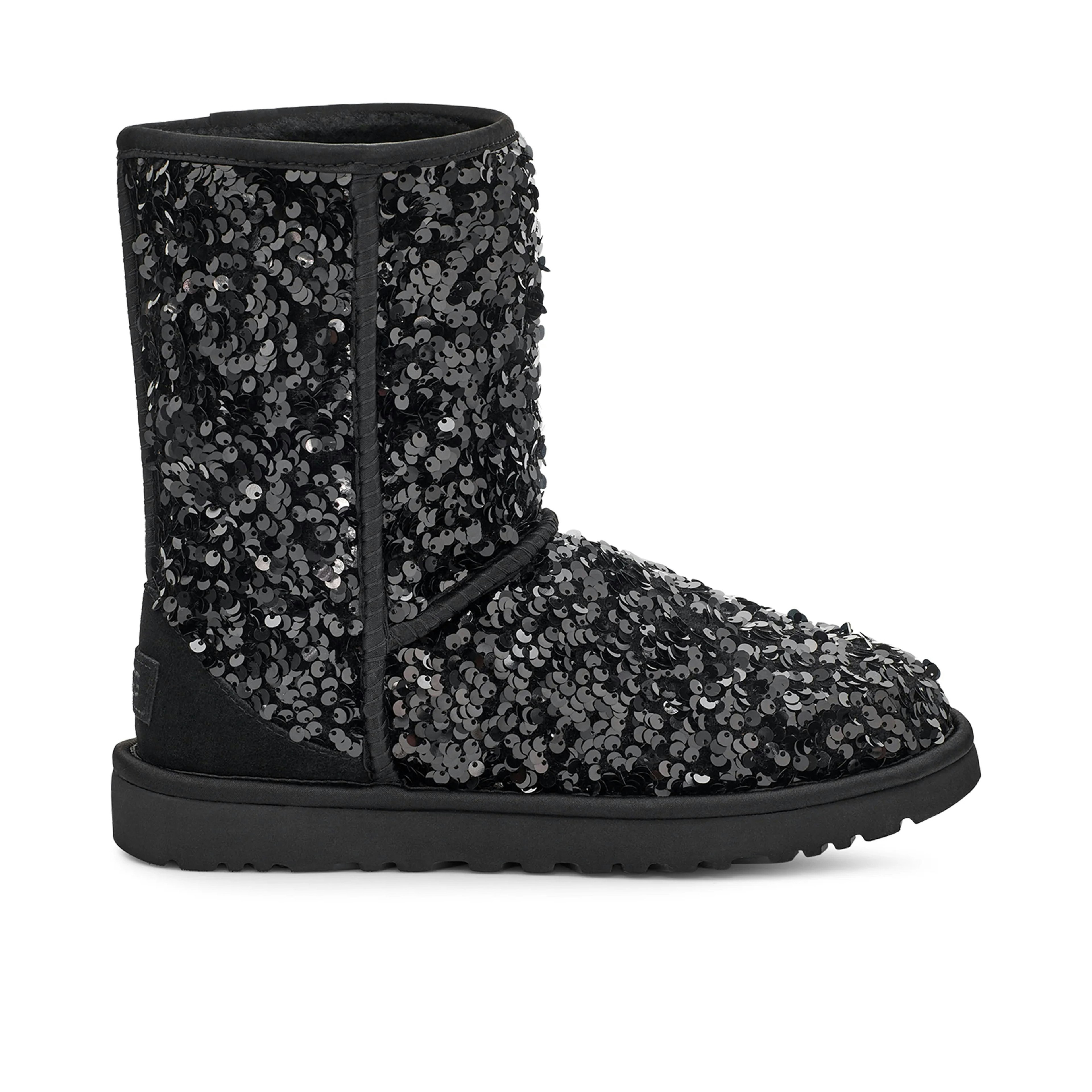 UGG Classic Short Chunky Sequin Boot Black Femme