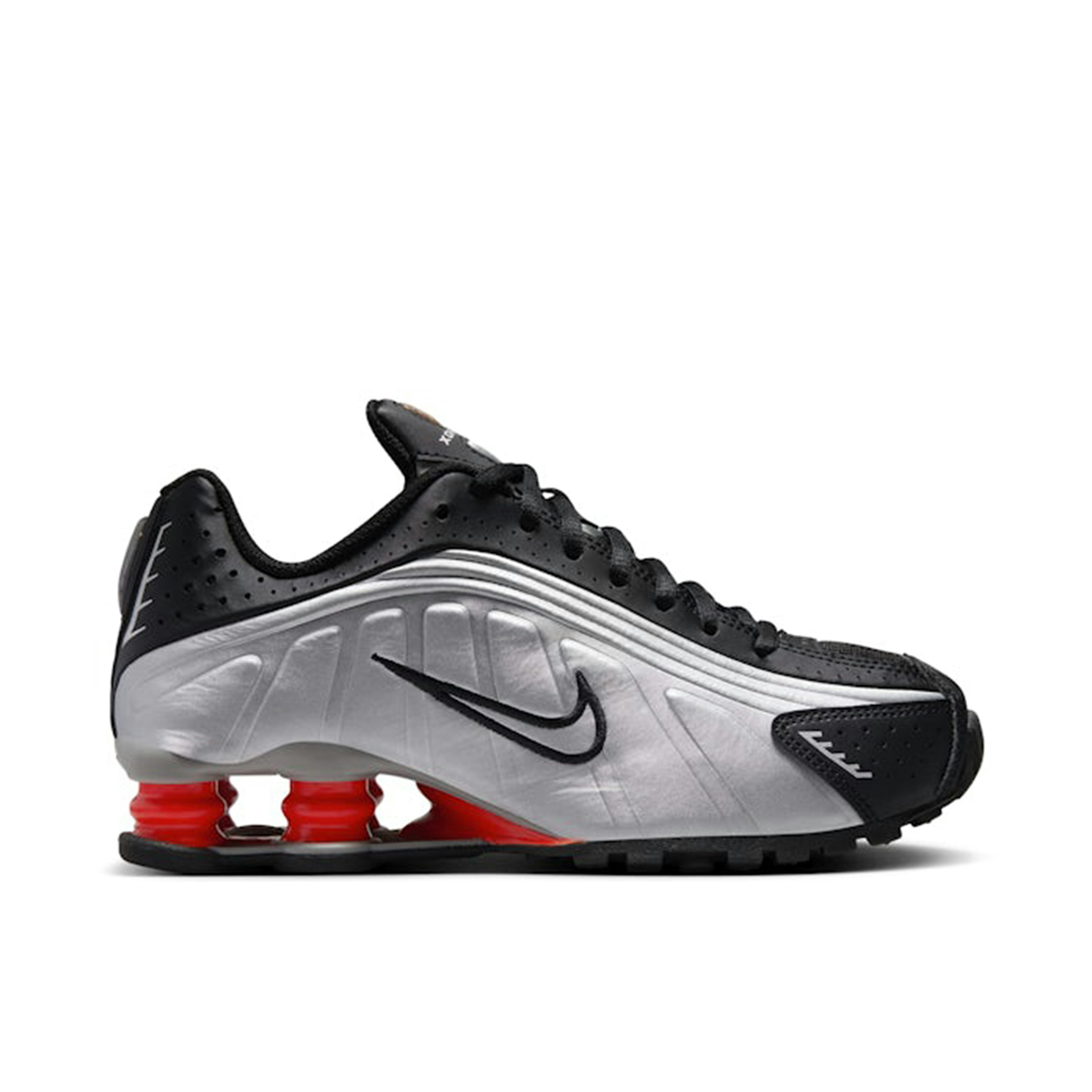 Nike Shox R4 Metallic Silver Black Picante Red GS