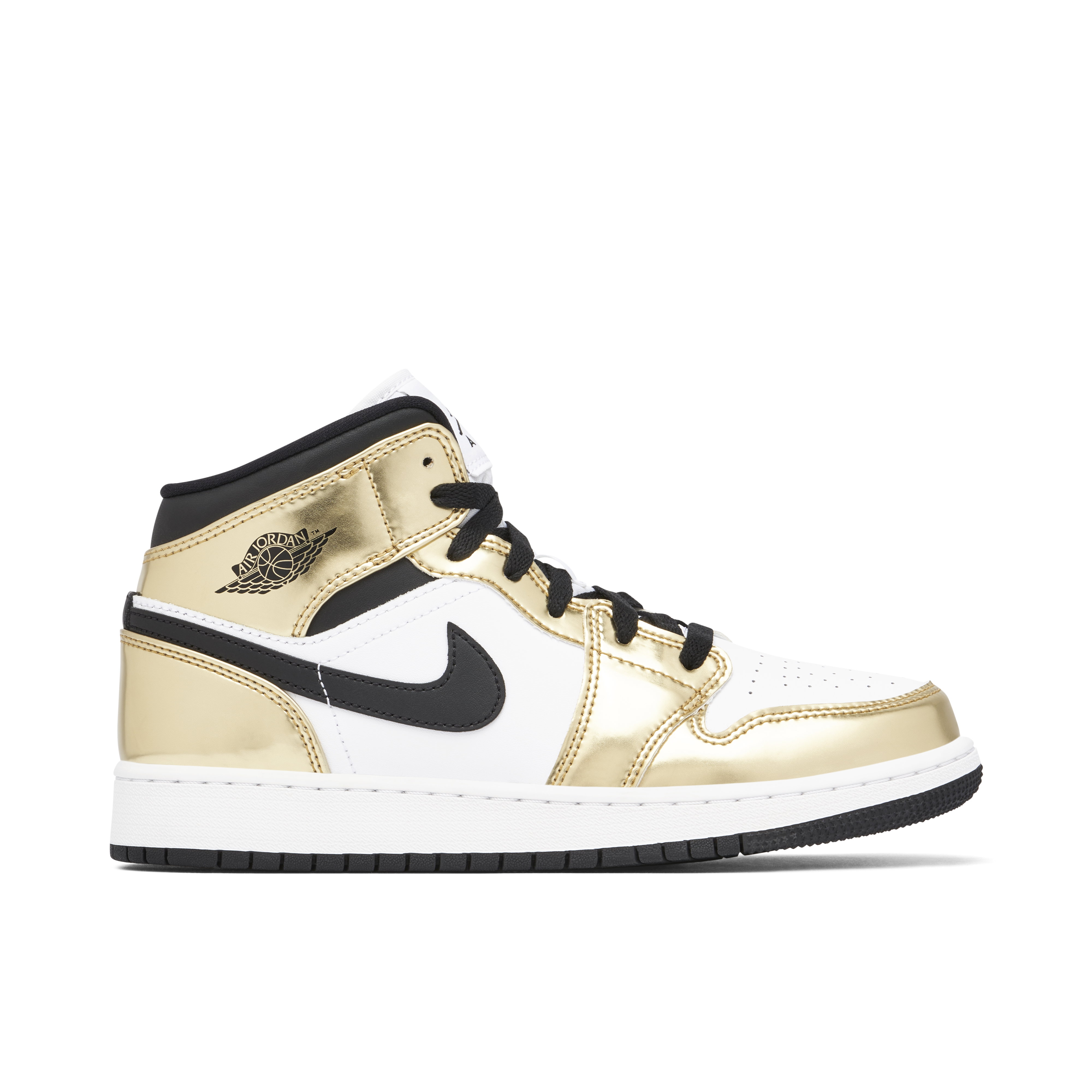 Nike Air Jordan 1 Mid SE Metallic Gold DC1420-700 GS Size 7Y 7 Used Nike Air Jordan 1 Mid SE GS Black/Metallic | Mercari main image 3