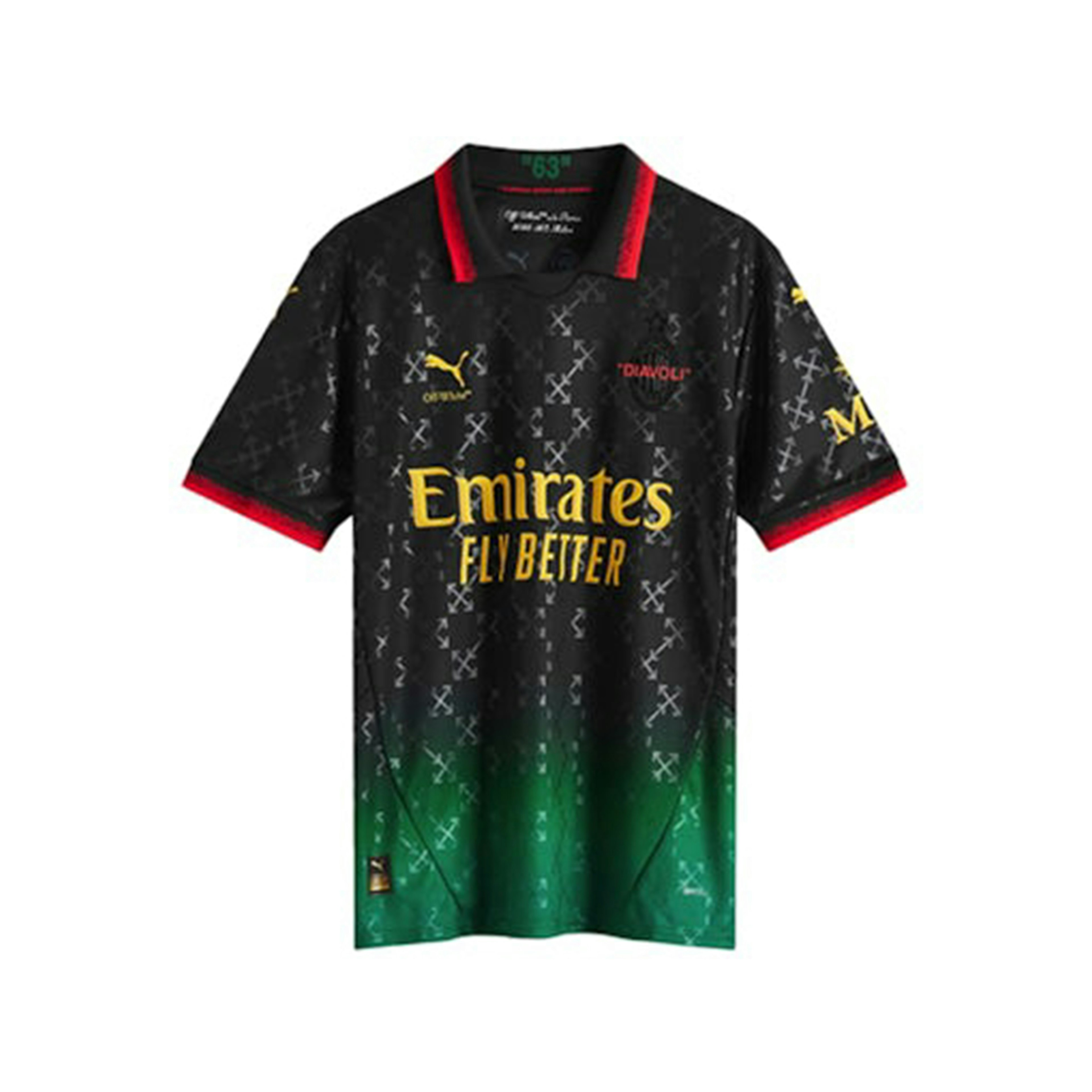 OFF-WHITE x Puma AC Milan Replica Jersey Black