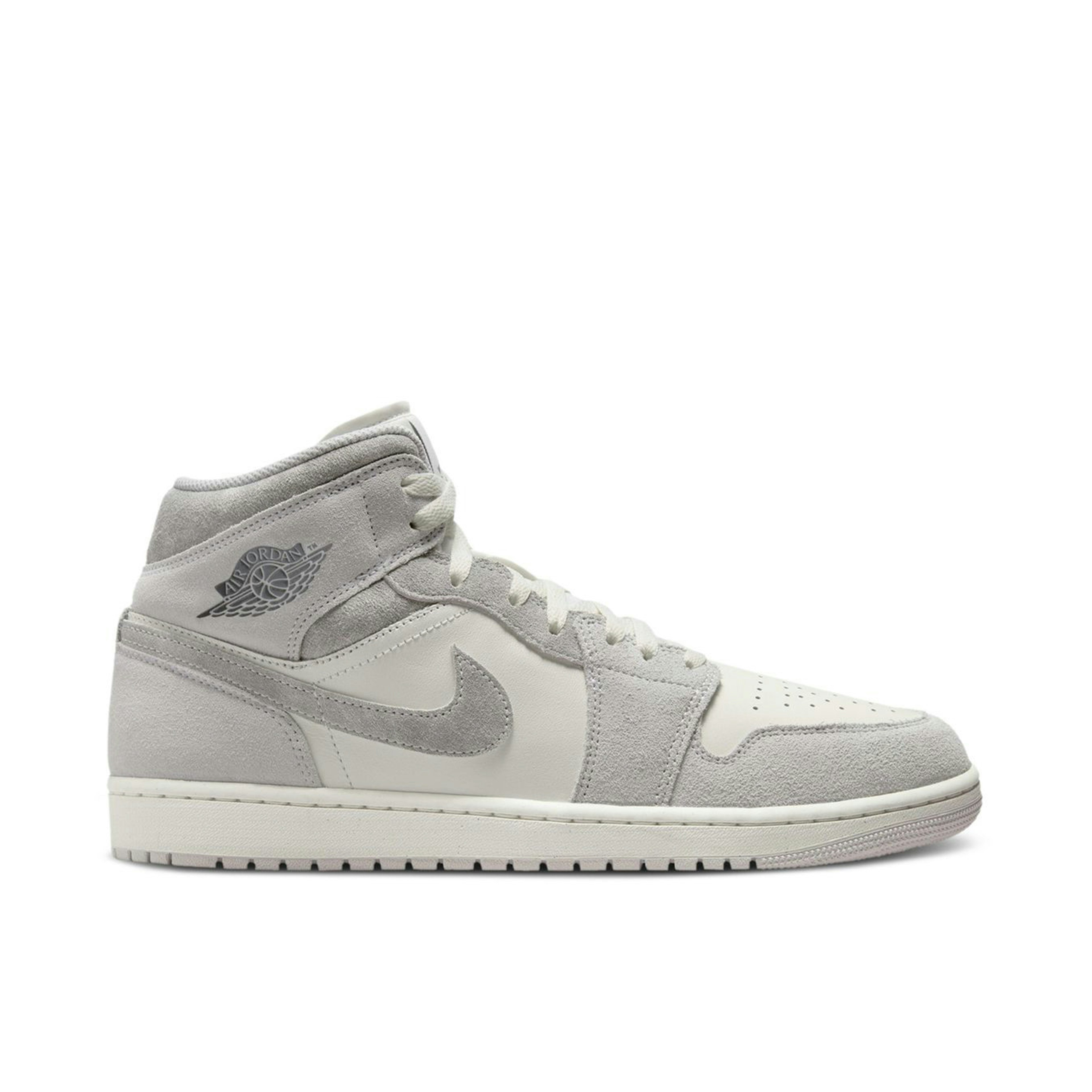 Girls Air Jordan 1 Mid SE Neutral Grey Sail