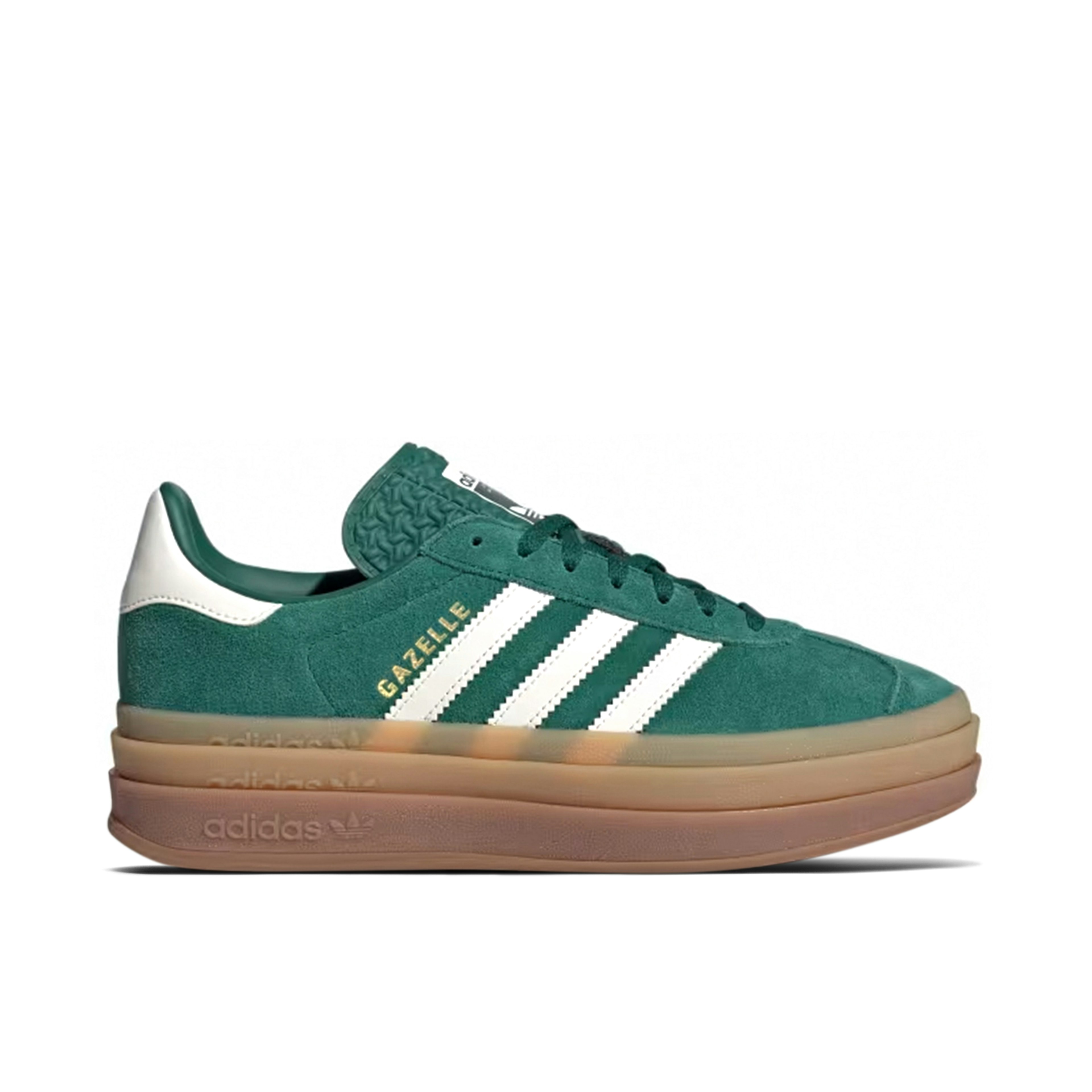 Adidas Gazelle Bold Collegiate Green Off White Gold Metallic Womens