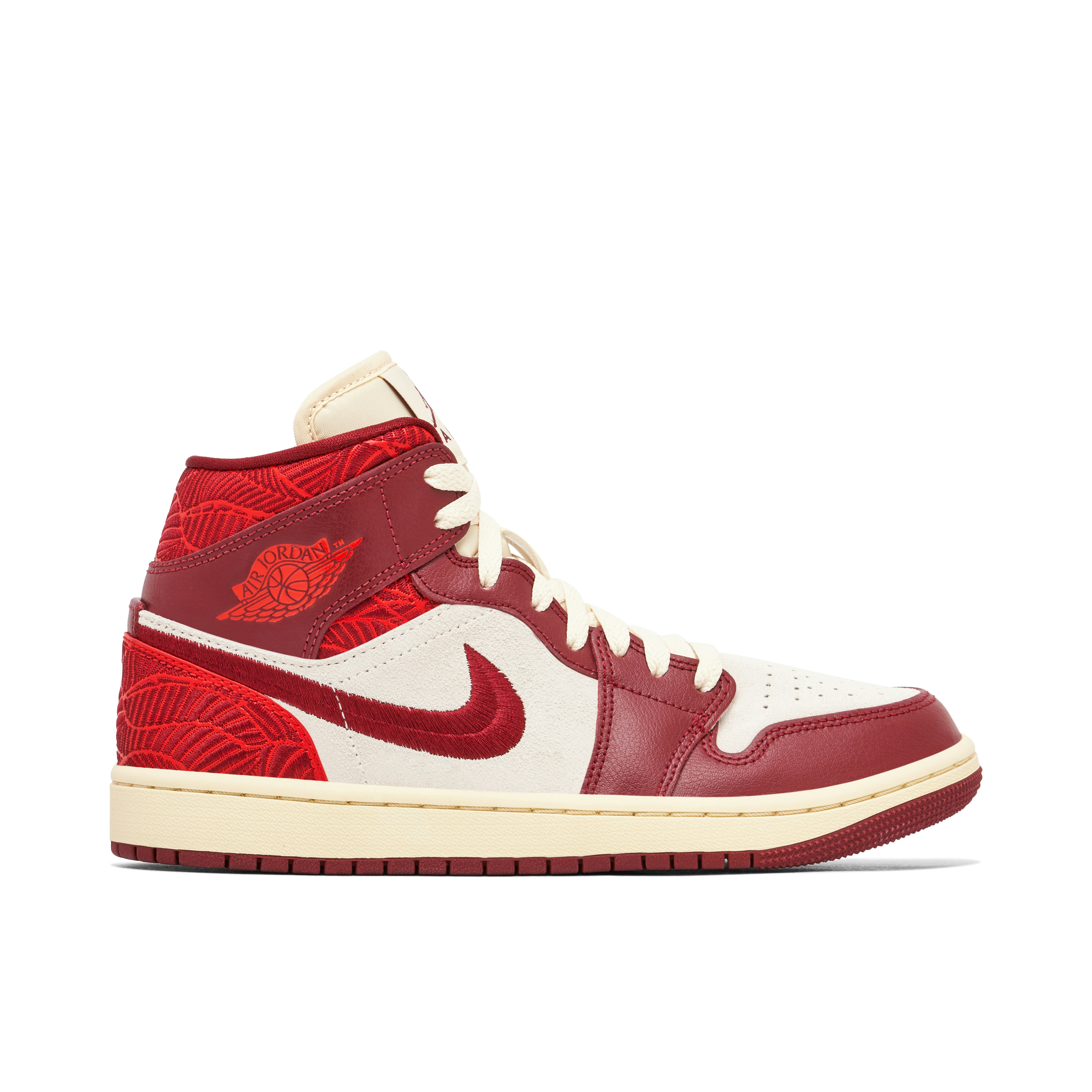 Air Jordan 1 Mid Tiki Leaf Red Womens