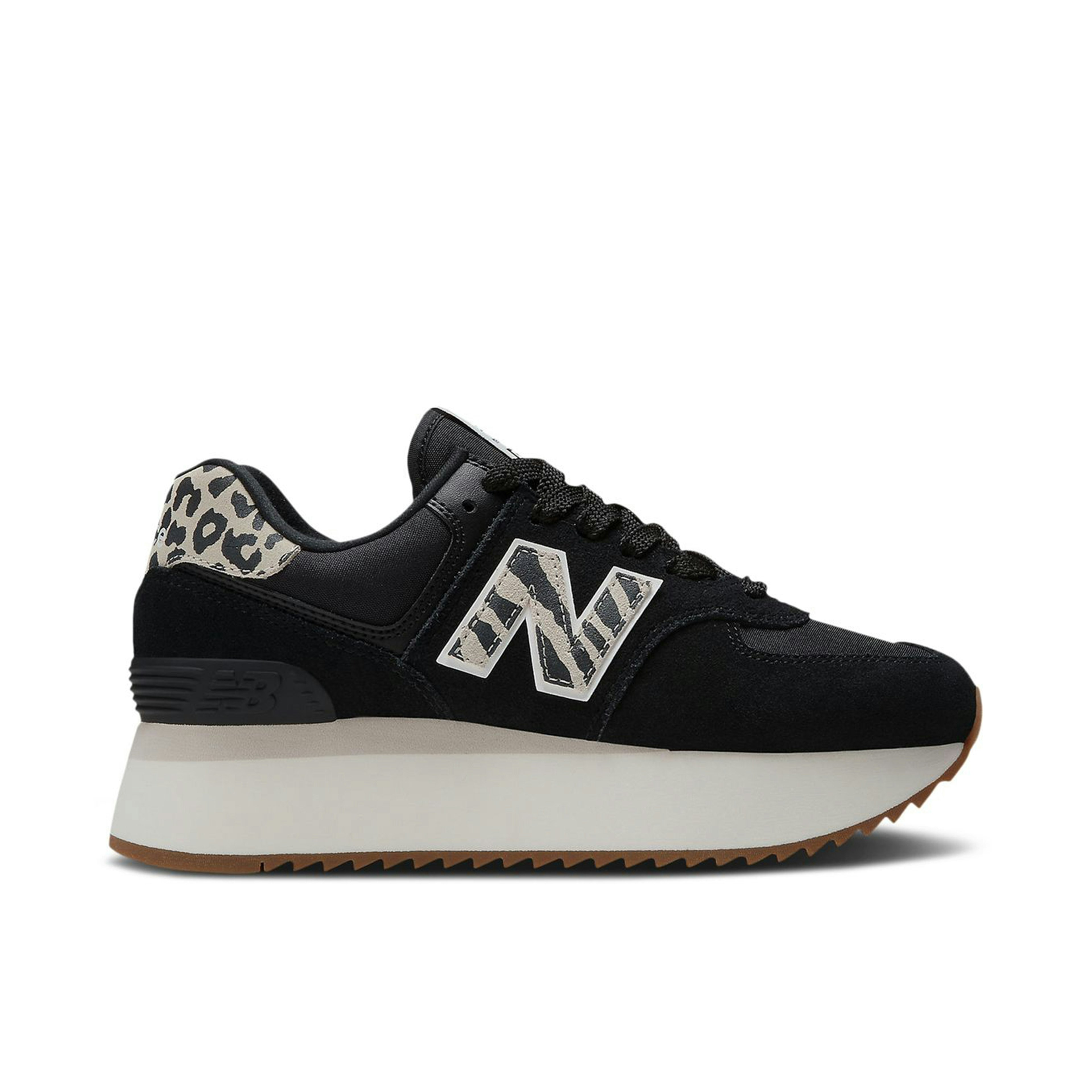 New Balance 574 Plus Black Animal Print Womens