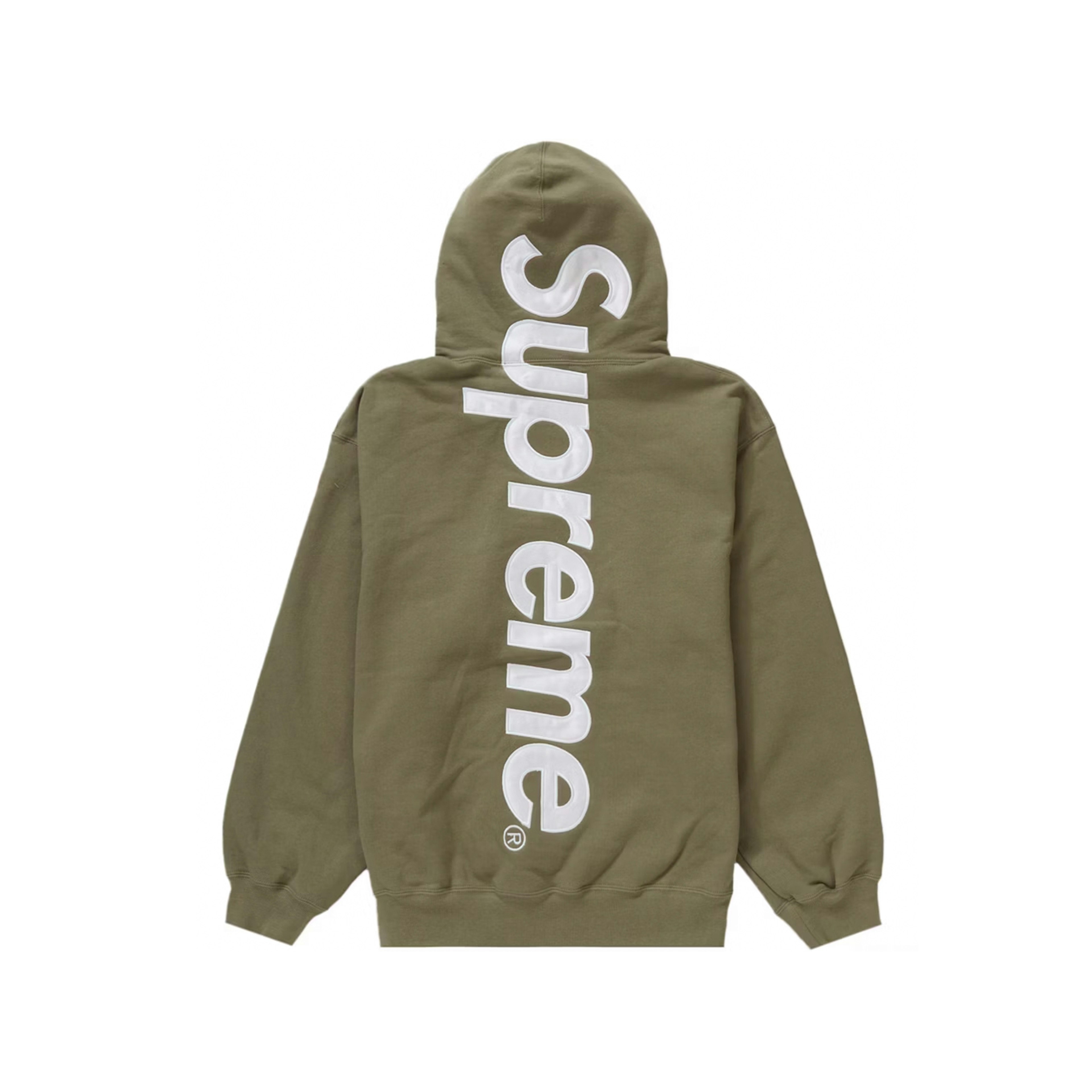 Supreme Satin Appliqué Hooded Sweatshirt (FW23) Light Olive