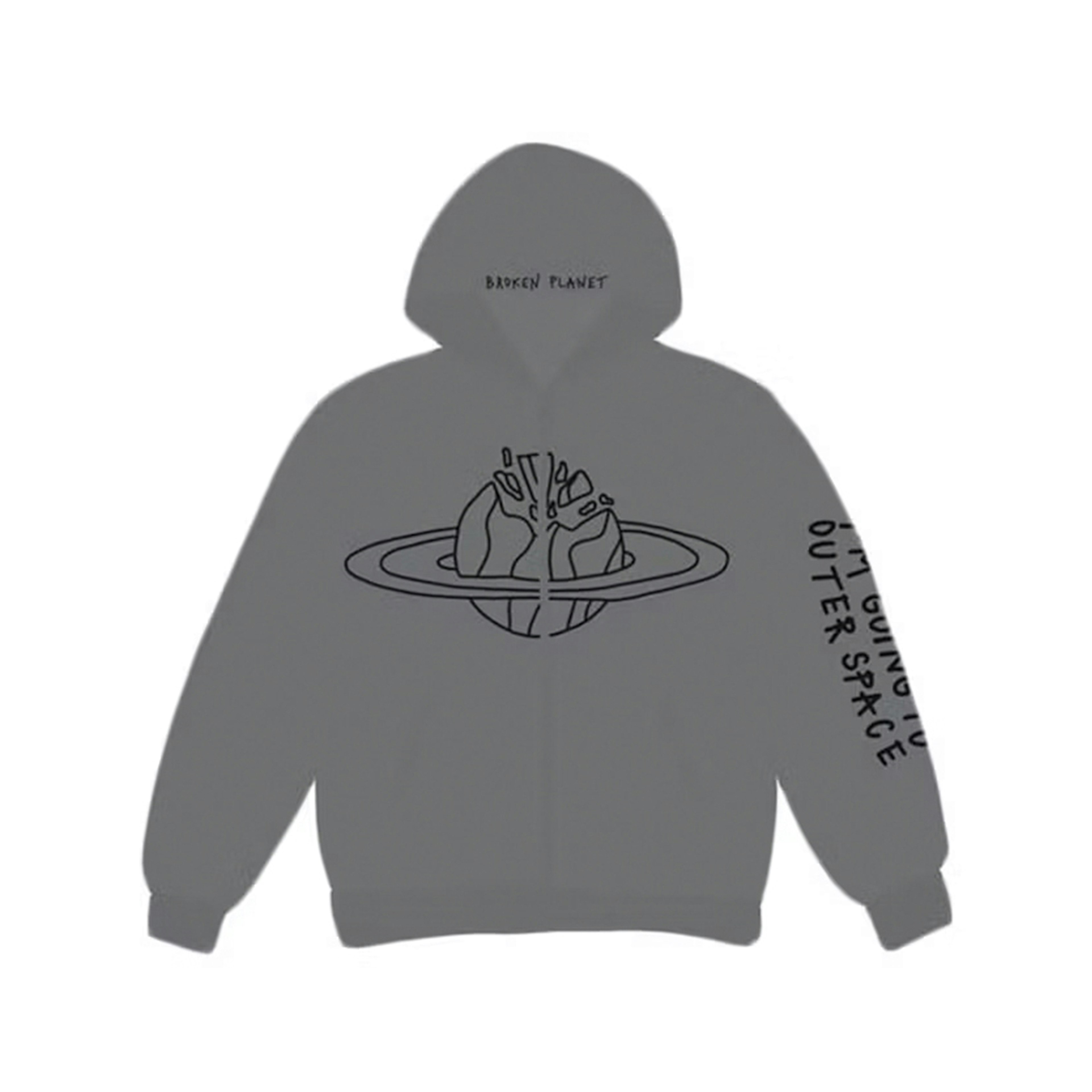 Broken Planet Outer Space Zip Up Hoodie Shadow Grey