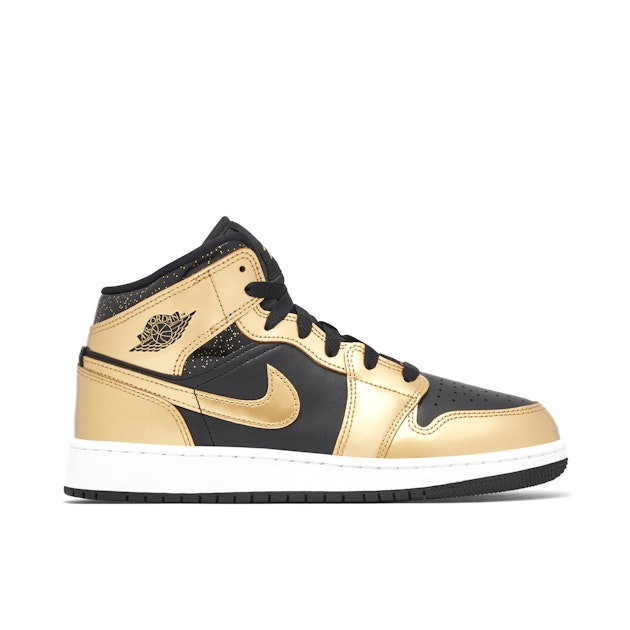 Air Jordan Mid SE Glitter Black Gold GS DR6967-071 Laced